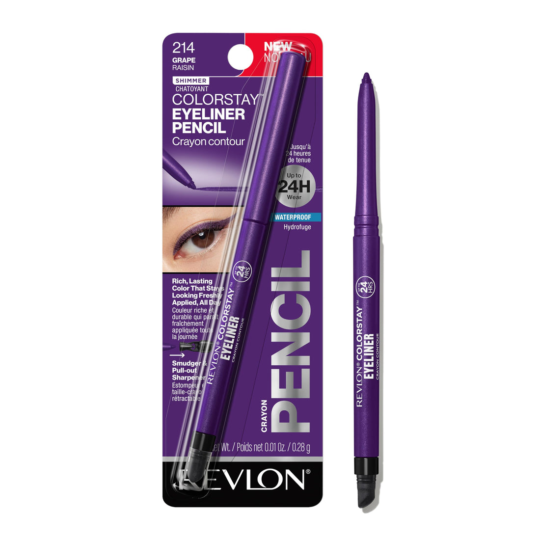 Revlon ColorStay Pencil Waterproof Eyeliner, Smudge-Proof, Eye Makeup with Built-In Sharpener, 201 Black, 2 pack