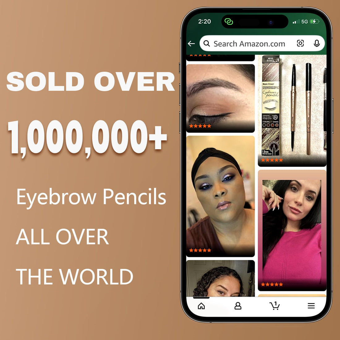 HeyBeauty Eyebrow Pencil with Brow Brush, Double Ended Eyebrow Pen, Automatic Makeup Cosmetic Tool Dark Brown 2 PCS