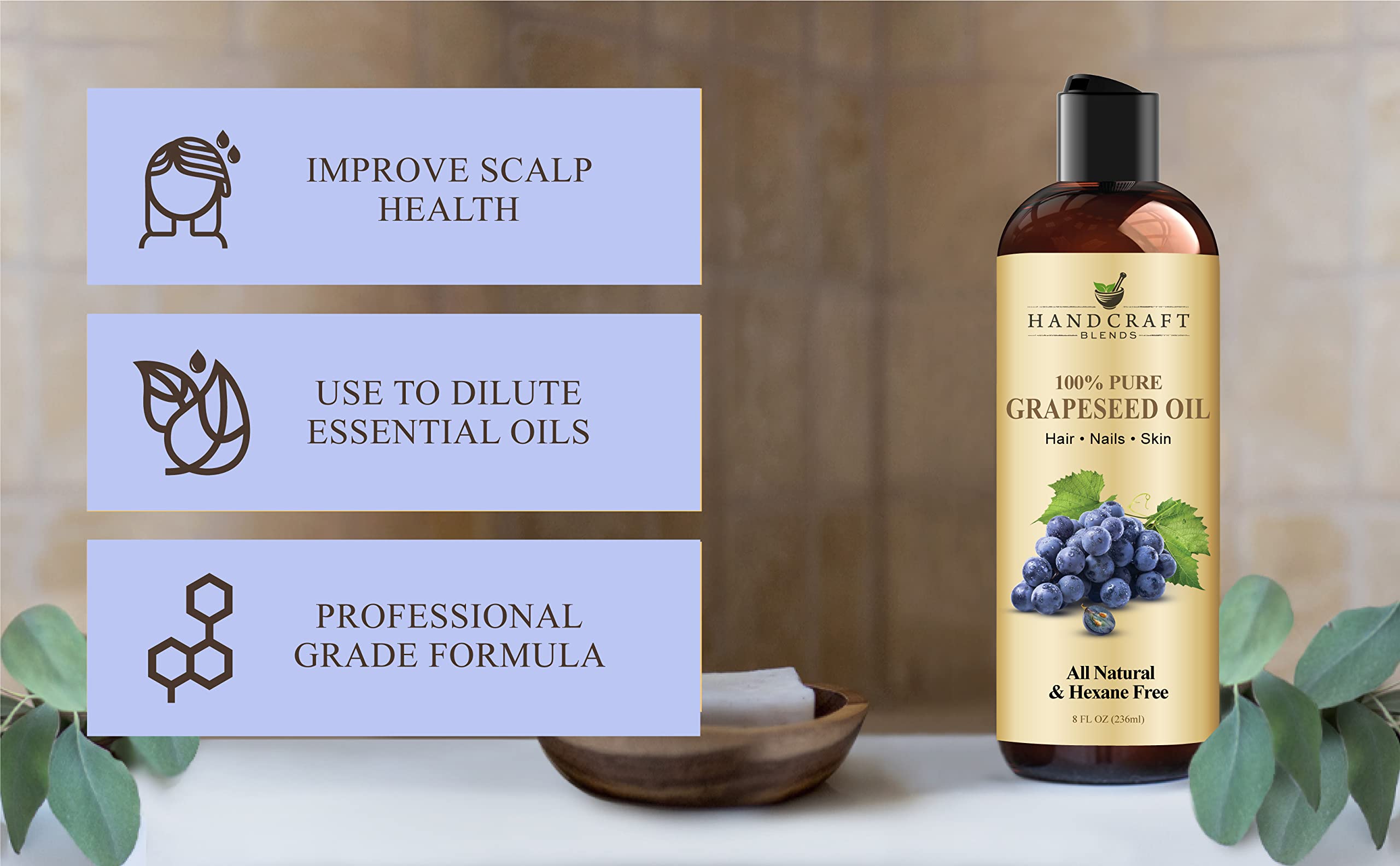 Handcraft Blends Castor Oil with Rosemary and Peppermint Oil 118 ml | 100% Pure and Natural | Premium Grade Carrier Oil | Hair, Eyelashes and Eyebrows | Hair and Body