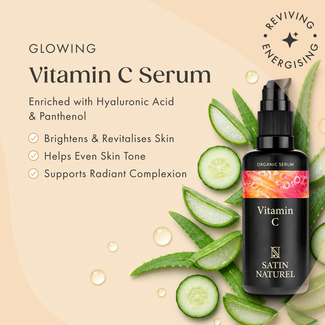 Satin Naturel High-Dose Hyaluronic Serum 100 ml – Organic Hyaluronic Acid Facial Serum – Anti-Aging Moisturizing Serum – Vegan – 24h Hydration – Facial Care for Women and Men