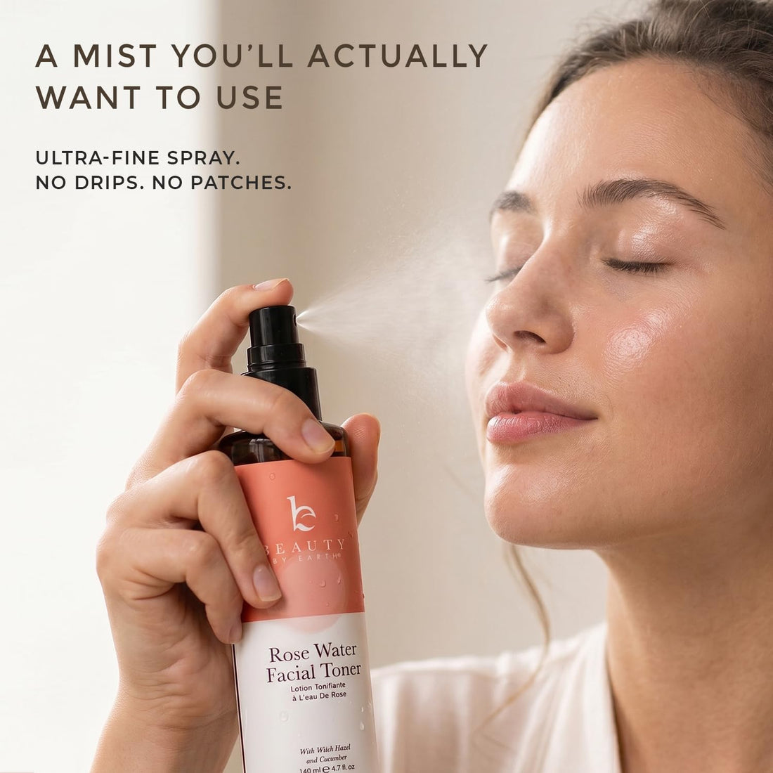 Spray d'eau de rose pour le visage - Fabriqué aux États-Unis avec des ingrédients naturels et biologiques hydratants pour une peau éclatante, tonique à l'eau de rose sans alcool avec hamamélis et glycérine pour peaux sèches et sensibles