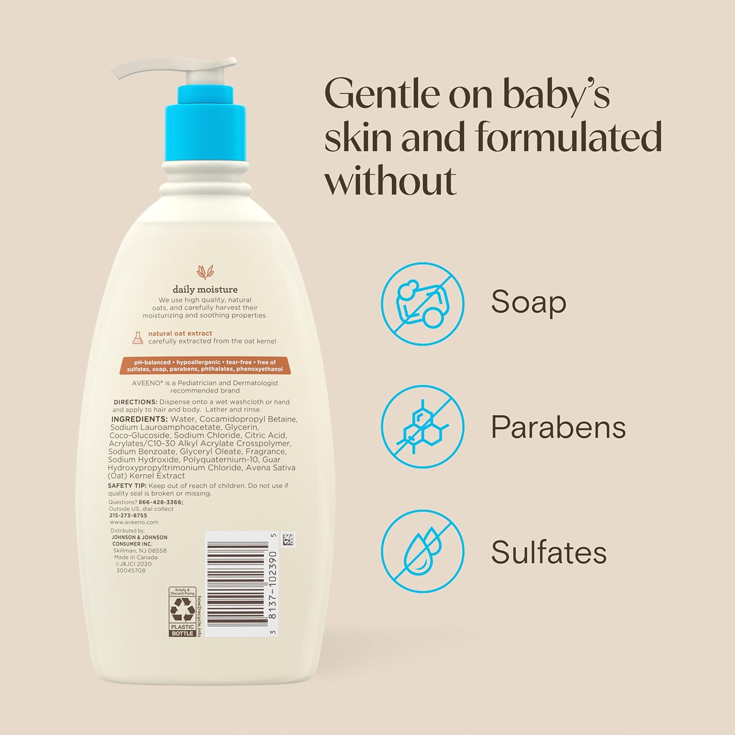 Aveeno Baby Wash & Shampoo 18 oz.