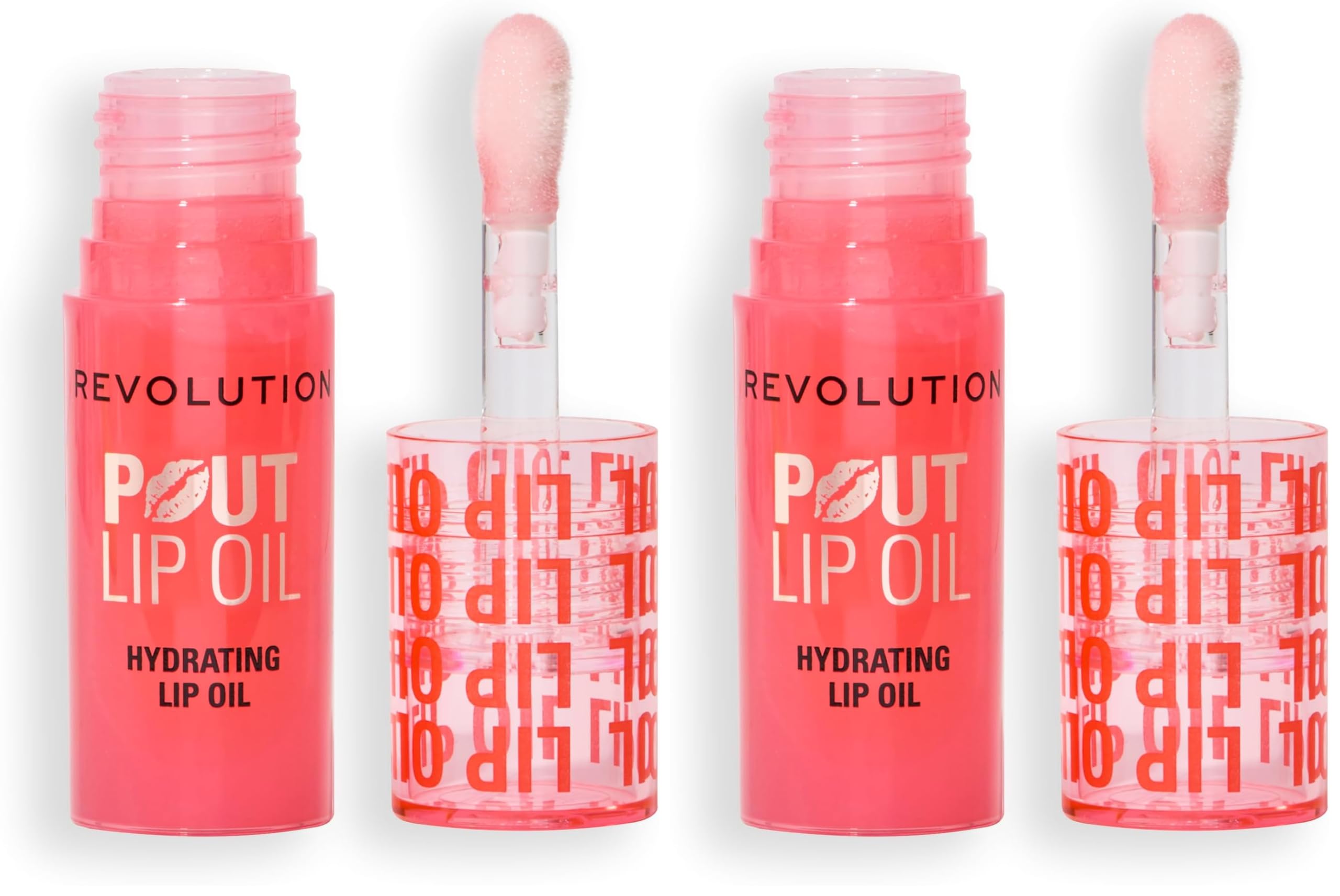 Revolution, Pout Lip Oil, Nourishing Tinted Lip Oil, High Shine, Non-Sticky Finish, Vegan & Cruelty-Free, Glam Pink Shimmer, 4ml