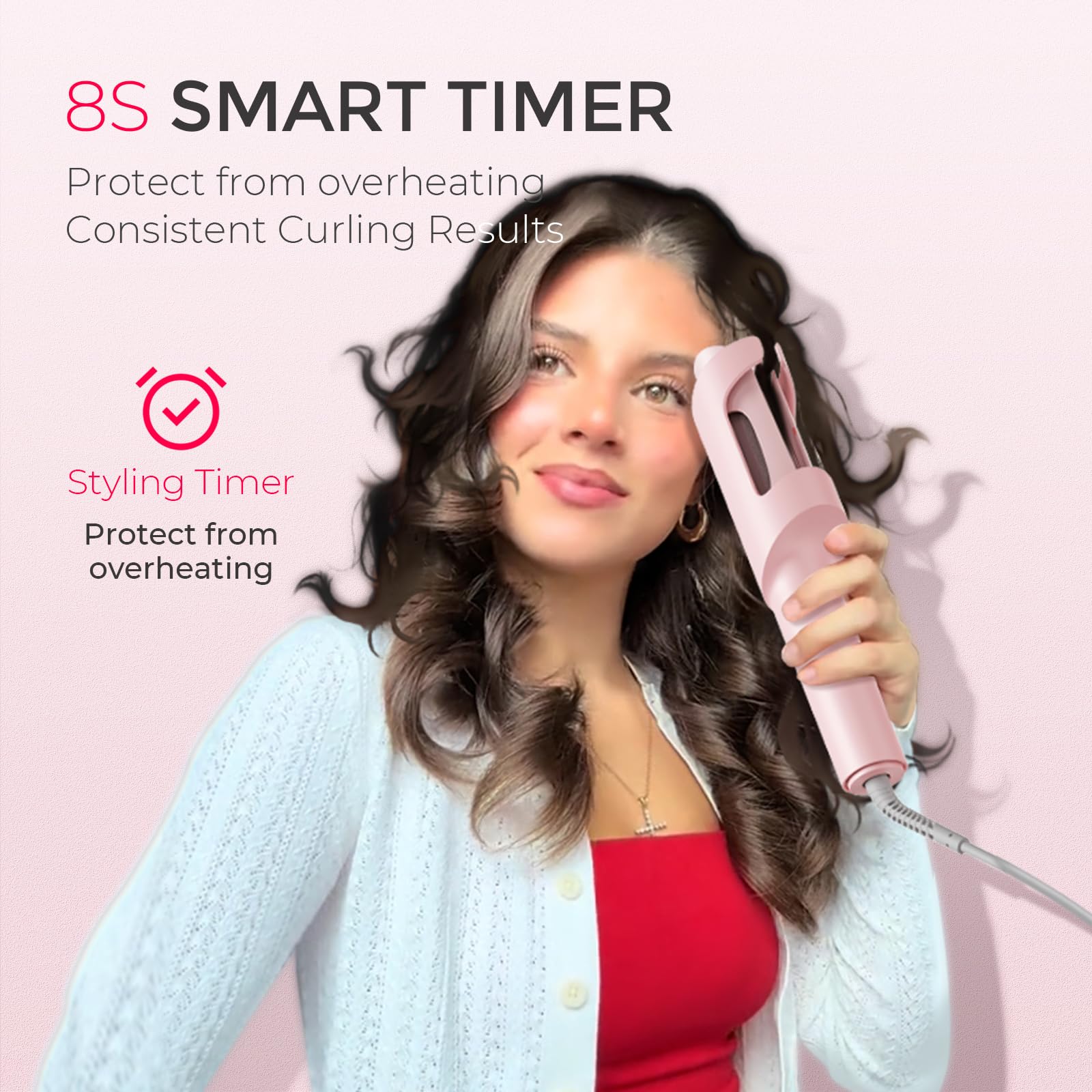 TYMO Hair Curler Automatic Rotating - CURLPRO, Beach Waves Curling Wand, Anti-Scald Curling Iron, Portable 500 Million Ionic, Dual Voltage & Lightweight for Travel, Ceramic Coating, Gray 1.25 inch Halalzen