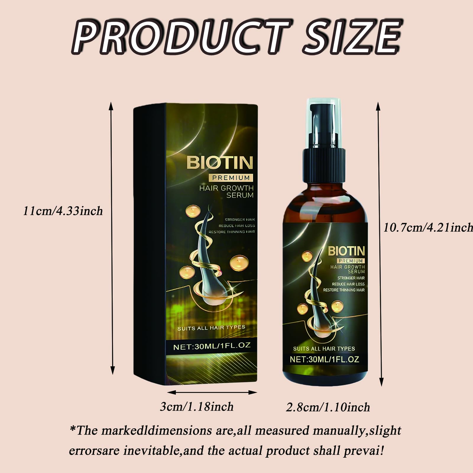 Anti Hair Loss Serum, Hair Growth Serum, Thinning Hair Regrowth Oil, Biotin Oil For Hair Growth, Nourishes, Loss Treatment For Men & Women Strengthens & Lengthens