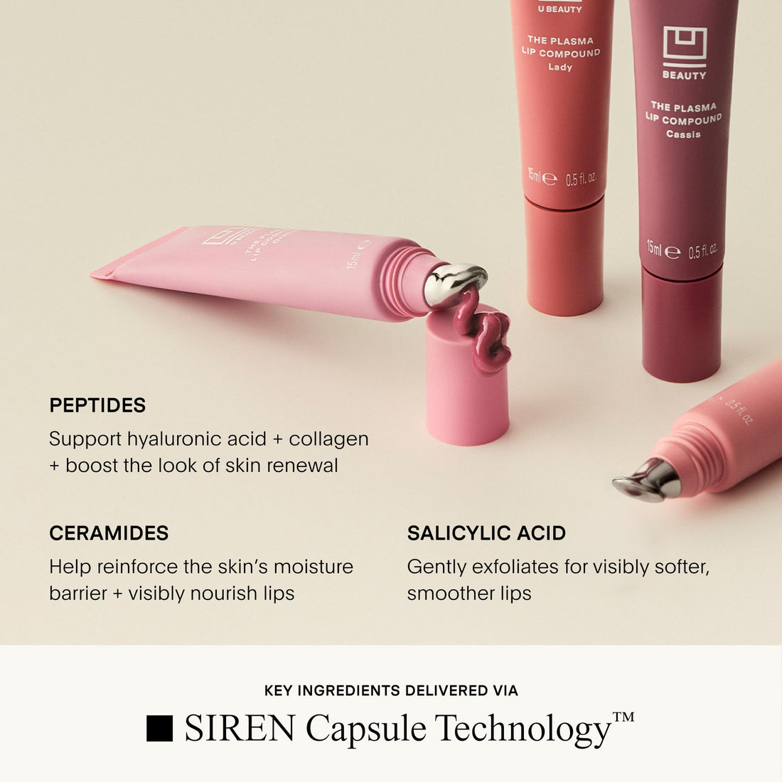U Beauty The PLASMA Lip Compound - Anti-Wrinkle & Anti-Aging Treatment - Clear Plumping Lip Gloss with Hyaluronic Acid for Deep Hydration - Salicylic Acid, Vitamin E, & Peptides Contour Lips, 15 mL Halalzen