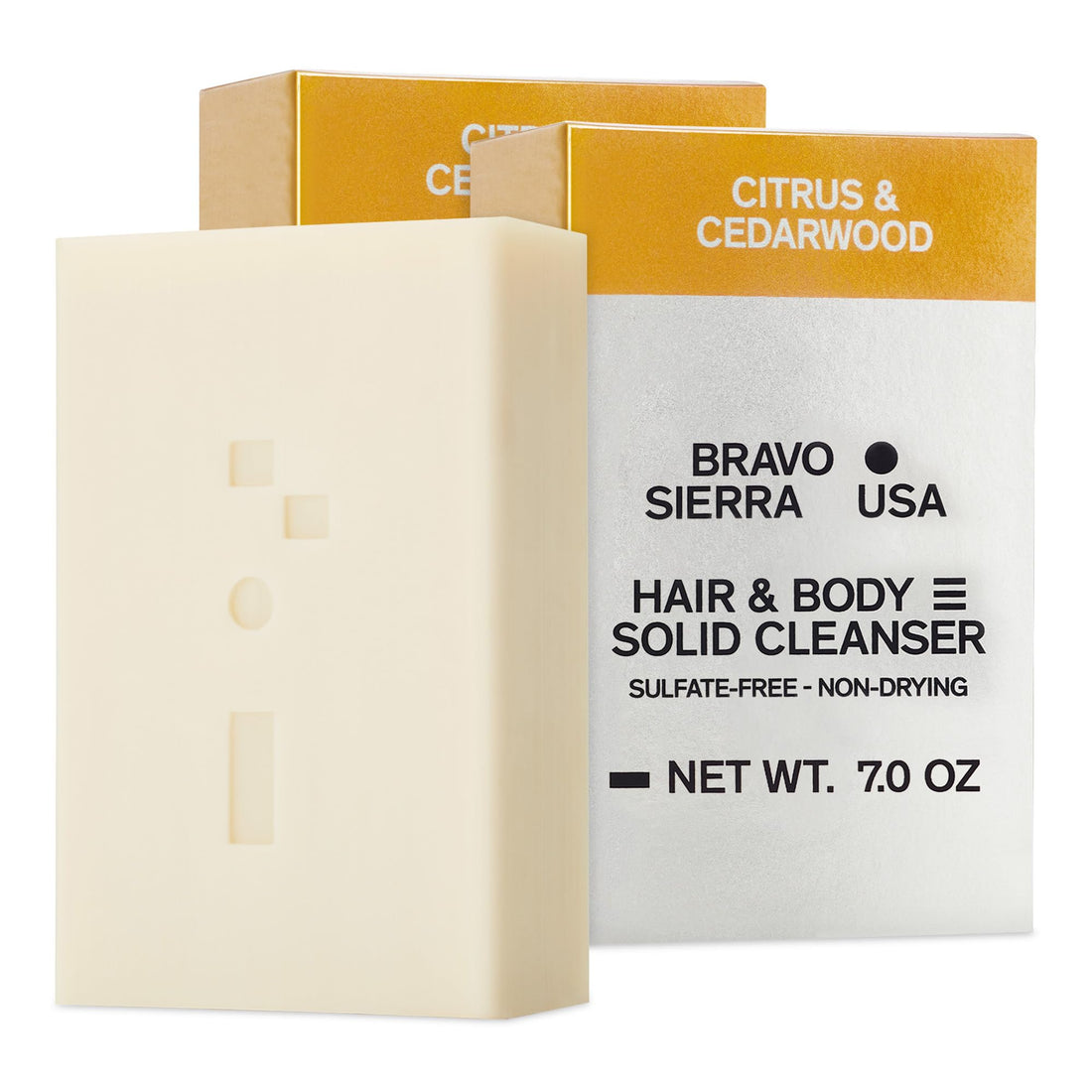 Bravo Sierra Pain de Savon Corps et Cheveux Tout-en-Un - Fève Tonka & Citron, 200 g - Noix de Coco, Beurre de Karité et Farine d'Avoine pour une Peau Douce et des Cheveux Sains