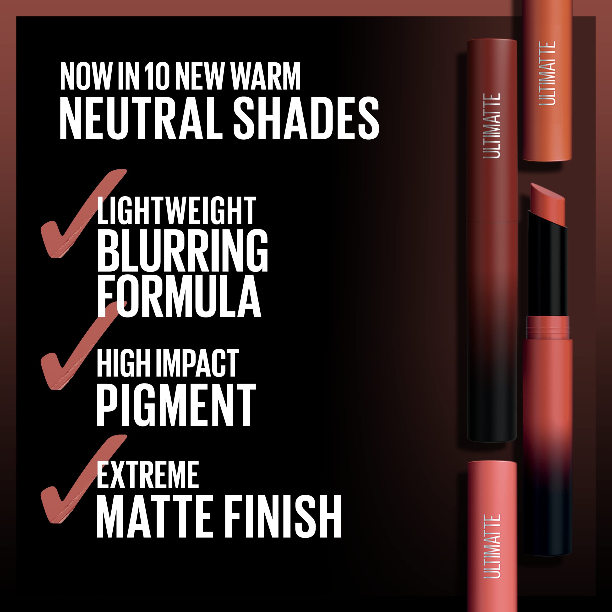 Maybelline Color Sensational Ultimatte Matter Lippenstift, nicht austrocknend, intensive Farbpigmente, More Truffle, Kakaobraun, 1 Stück