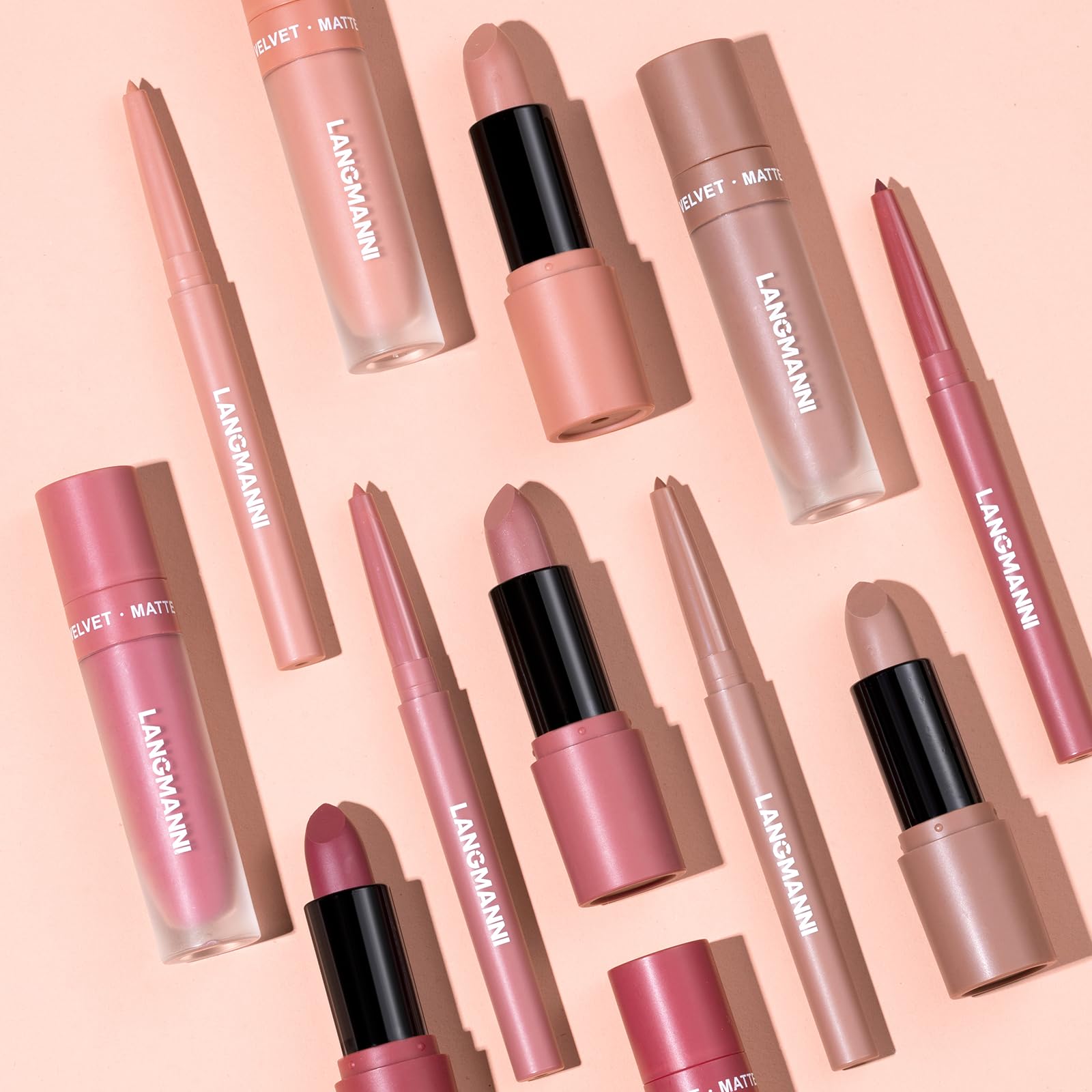 3PCS Matte Liquid Lipstick Lip Gloss & Liner Set - All-IN-One Lip Kit, Velvety Nude Color, Waterproof Make Up Set (# 03) Halalzen