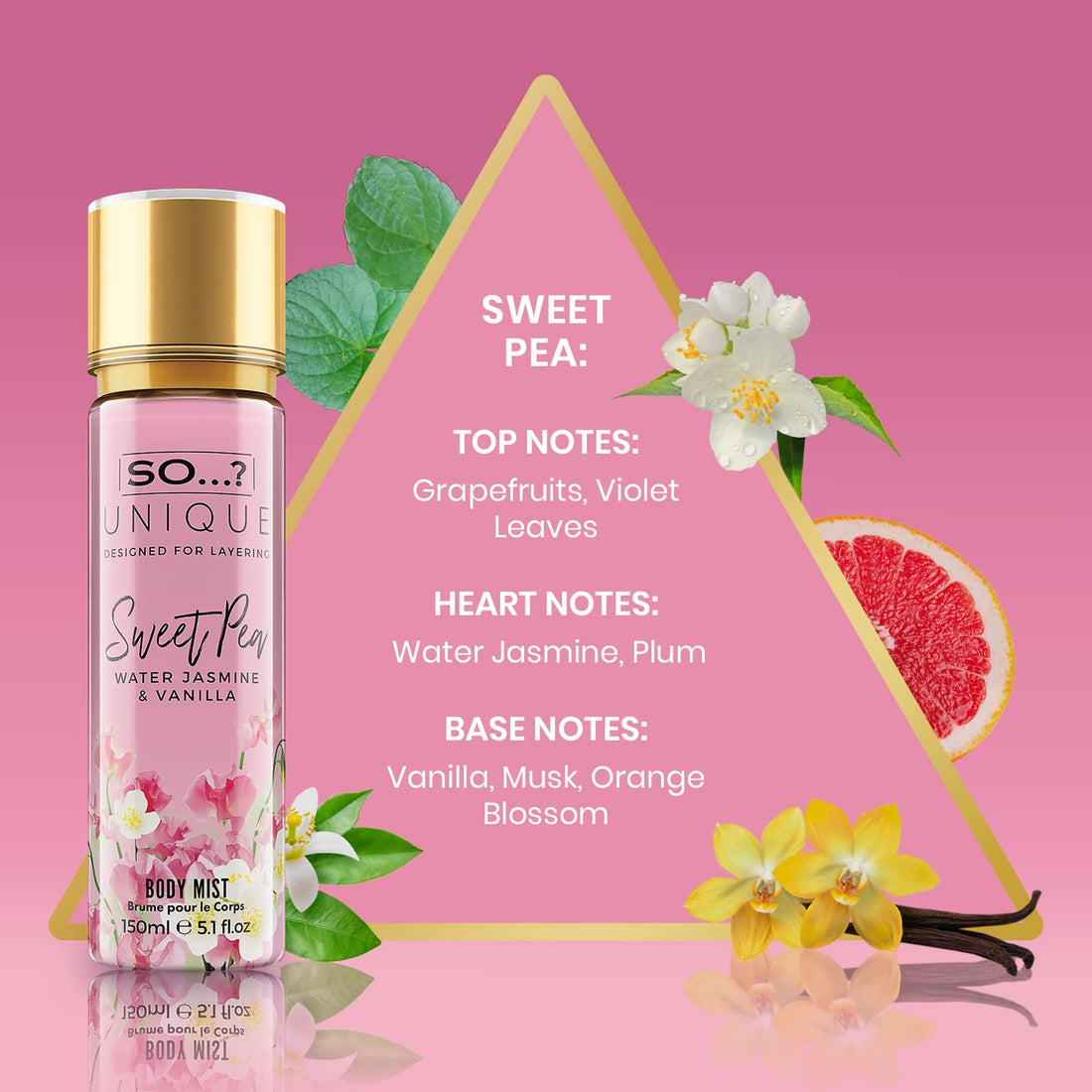 So…? Unique Womens Vegan Sweet Pea Body Mist Fragrance Spray 150ml Halalzen