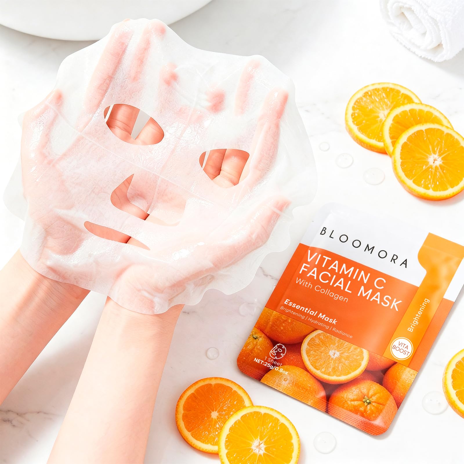 10 Pack Mixed Face Mask Set with Collagen – Hydrating Sheet Mask Skincare Set for Radiant, Fresh & Nourished Skin, Moisturising Facial Masks for Women & Men