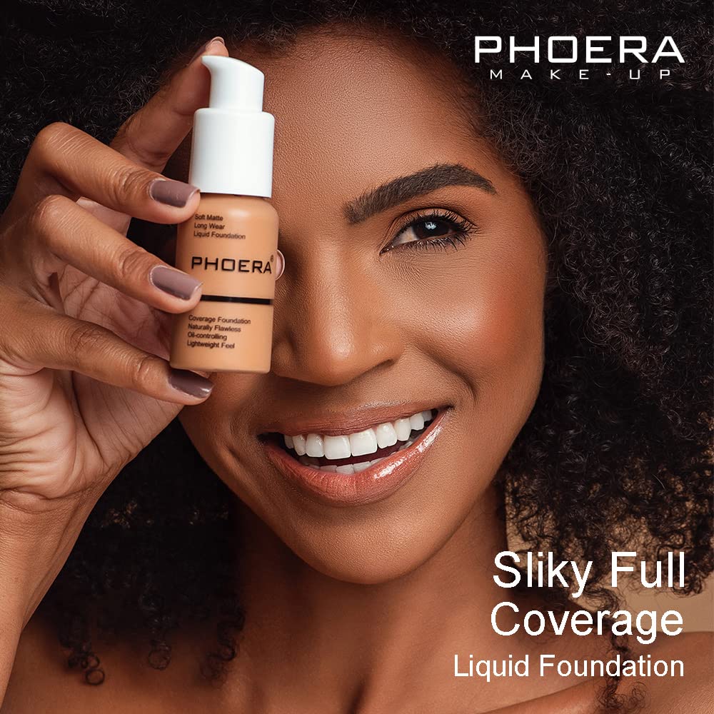 Aquapurity Phoera® Full Coverage Foundation Soft Matte Oil Control Concealer 30ml Long Lasting Flawless Cream Smooth (102 NUDE) Halalzen