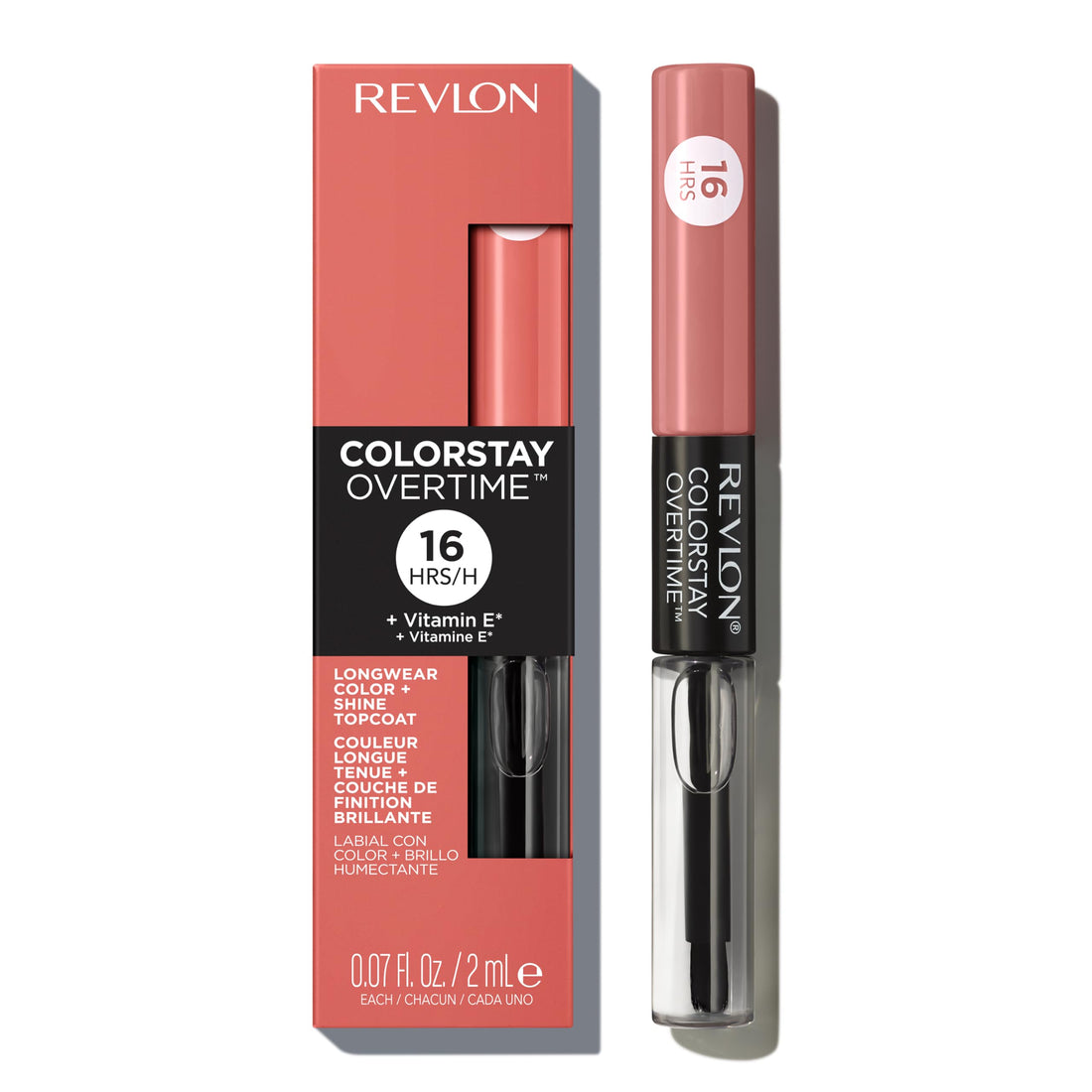 Revlon Liquid Lipstick with Clear Lip Gloss, ColorStay Overtime Lipcolor, Dual Ended with Vitamin E, 370 Everlasting Rum, 0.07 Fl Oz