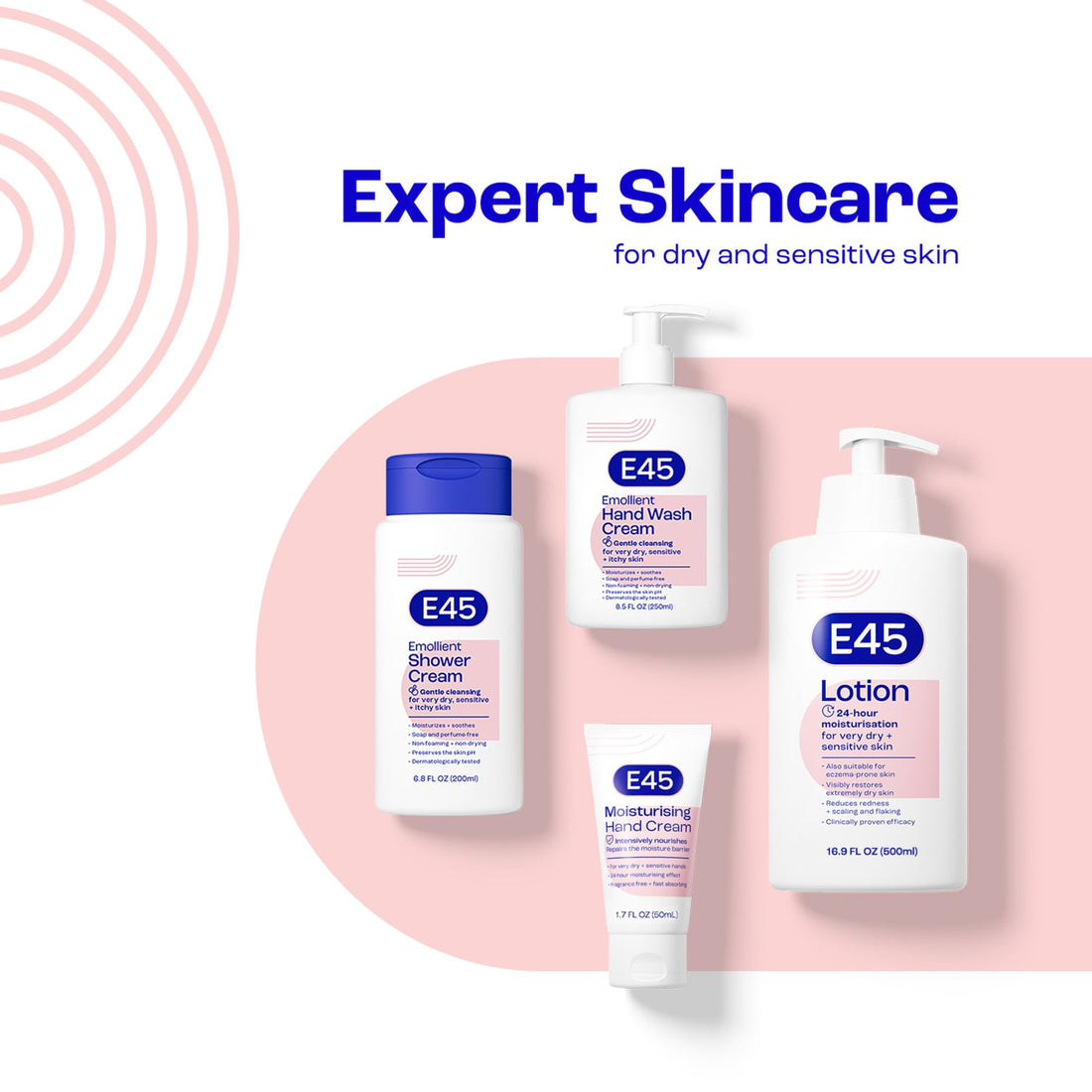 E45 Moisturising Lotion 500 ml for Dry & Sensitive Skin - Long-Lasting Hydration Protect from Dryness, Reduce Redness - Dermatological Body Moisturiser Lotion - Body Lotion - Daily Moisturiser Halalzen