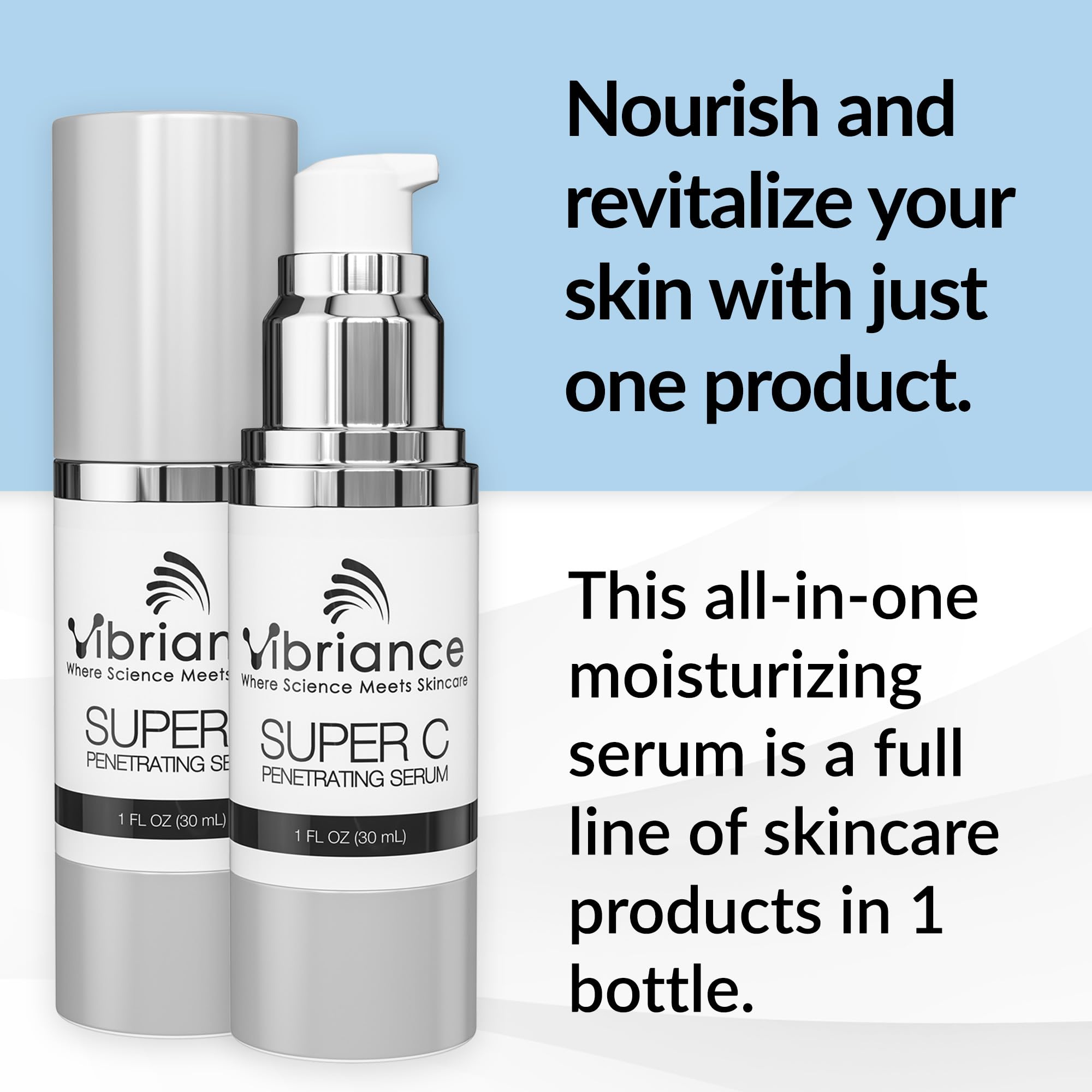 Vibriance Super C Serum for Mature Skin - All-in-One Vitamin Formula Hydrates, Firms, Lifts, Smooths, Targets Age Spots, Wrinkles, 1 fl oz Halalzen