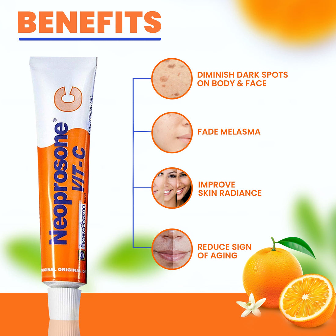 Neoprosone Skin Brightening Gel Cream | 1 Fl oz / 30 ml | For Intimate Parts, Private Areas, Body, Knees, Underarm, Elbows | with Vitamin C and Alpha Arbutin