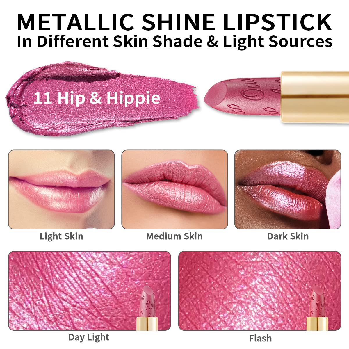 Oulac Metallic Diamond Shine Liquid Lip Gloss - Glitter Glossy for Lip & Eye, Long Lasting 24H + & Waterproof, Lightweight Lip Stain, 3D Metallic Finish, No Transfer, Vegan, 4.5ml,MD05 Loose Control Halalzen
