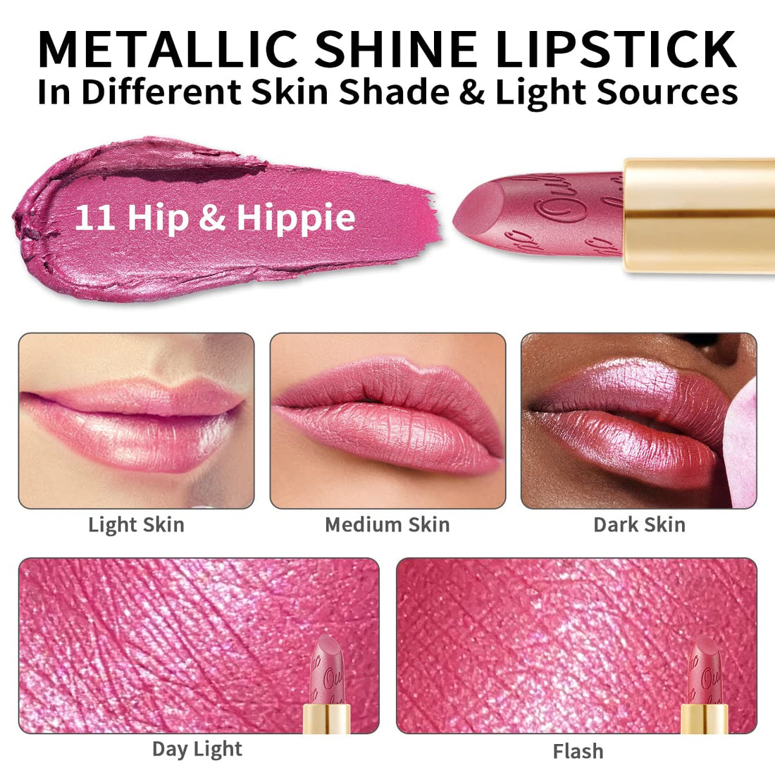 Oulac Metallic Diamond Shine Liquid Lip Gloss - Glitter Glossy for Lip & Eye, Long Lasting 24H + & Waterproof, Lightweight Lip Stain, 3D Metallic Finish, No Transfer, Vegan, 4.5ml,MD05 Loose Control Halalzen