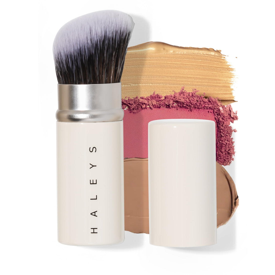 Haleys Beauty Kabuki Foundation Brush For Applying Powder, Foundation, Bronzer, Blush, and Mineral Make up, Soft Bristles, Seamless Blending, Makeup Brushes Essential, Vegan & Cruelty Free