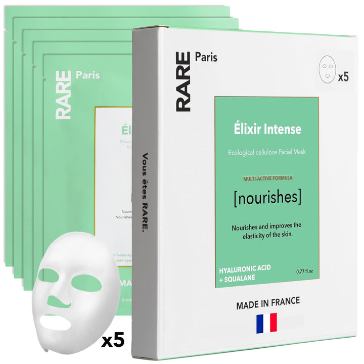 RARE Paris - Carbone Glacé - Purifying Carbon Black Facial Sheet Mask - Cleanses & Tightens - With Hamamelis & Mallow - Purifying, Firming & Revitalizing - Multi-Active Serum Formula - 1 Pack Halalzen