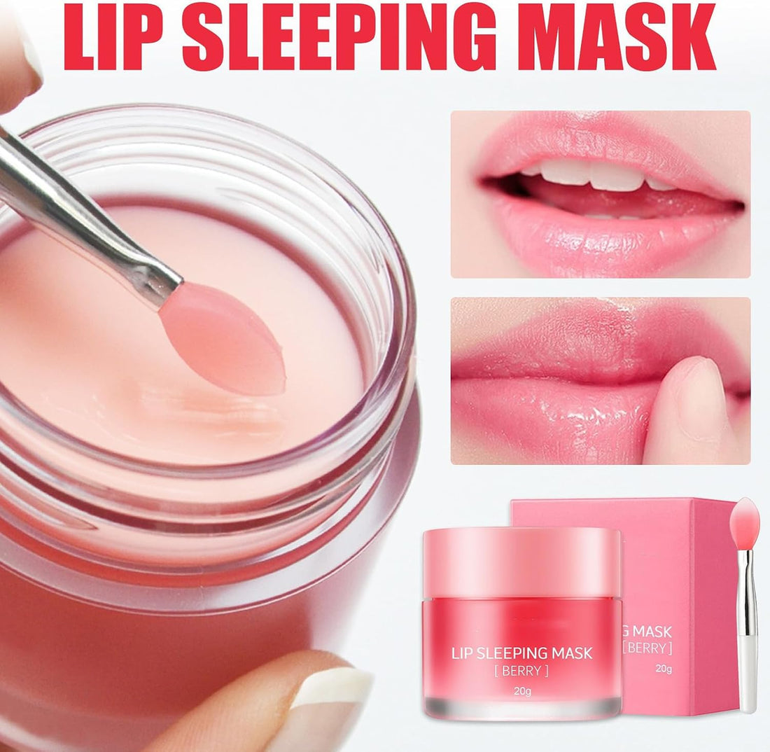 Lip Mask - Lip Sleeping Mask - Lip Sleep Mask Overnight Lip Skincare Lip Oils - Lip Moisturiser for Dry Chapped Peeling Cracked Lips Fades Lip Lines, Lip Balm for Moisture Lip Care Halalzen