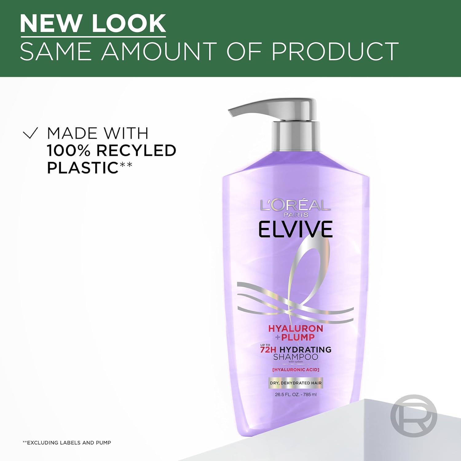 L'Oreal Paris Elvive Hyaluron Plump Shampoo and Conditioner Set for Dehydrated, Dry Hair with Hyaluronic Acid Care Complex, 1 Kit (2 Products) Halalzen