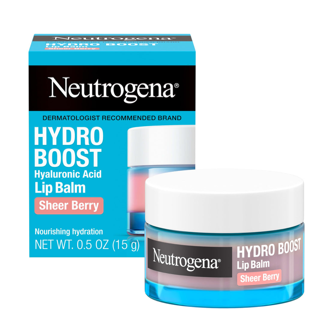 Neutrogena Hydro Boost Hyaluronic Acid Lip Balm, Nourishing Vitamin E Leaves Lips Feeling Hydrated, Sheer Pink Tinted Color with a Sweet Berry Flavor, Sheer Berry, 0.5 oz Halalzen
