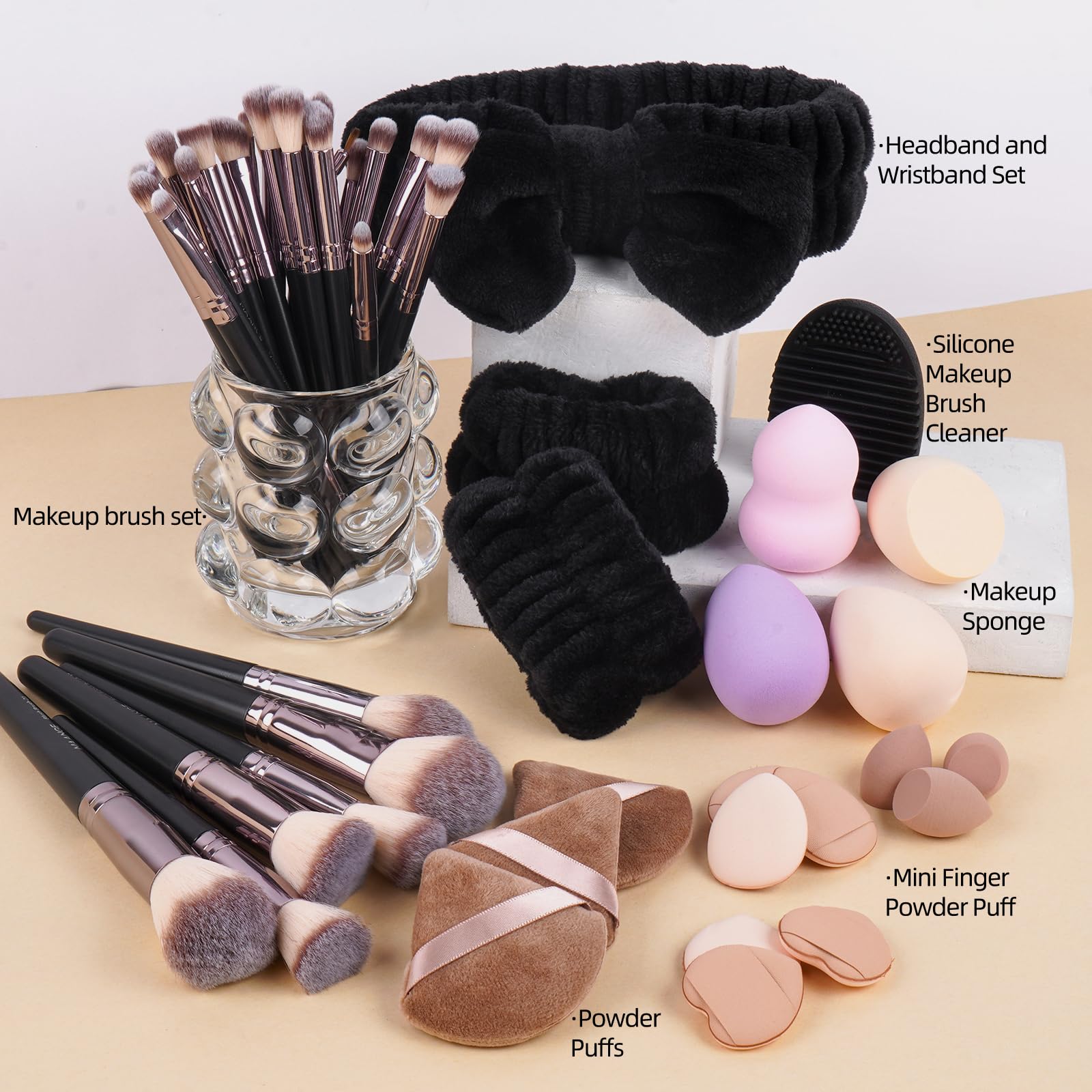 MAANGE Makeup Brushes, 51 Pcs Makeup Tool Set Multi-functional Makeup Brush Set Foundation Powder Blush Concealers Eyeshadows Make up Brushes(Champagne) Halalzen