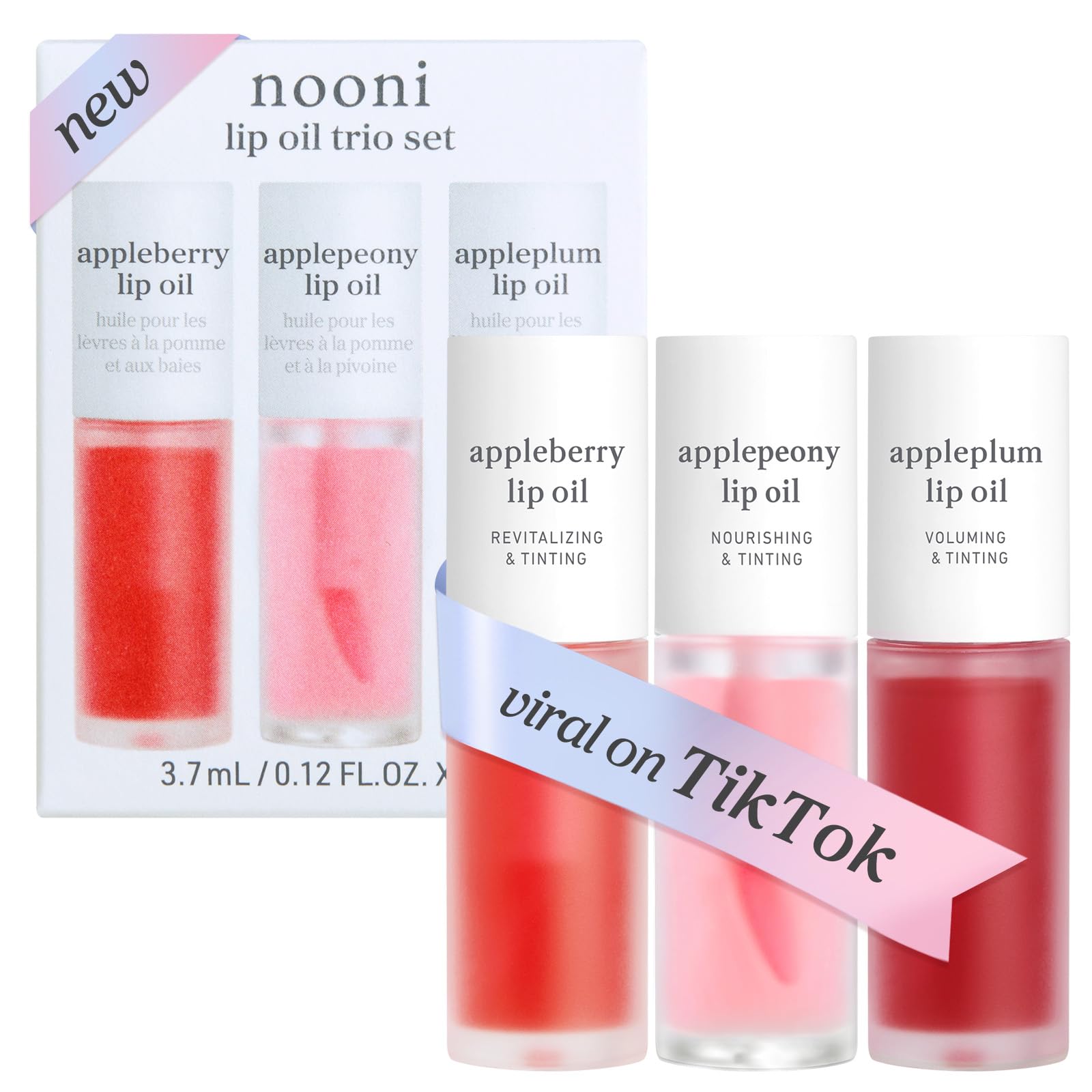 NOONI Korean Lip Oil - Applepeony | Long-Lasting, Moisturizing, Plumping, Revitalizing for Dry Lips, Waterproof, No Peel Off, Hydrating Lip Stain, Stocking Stuffers, Cute Stuff, 0.12 FL Oz Halalzen