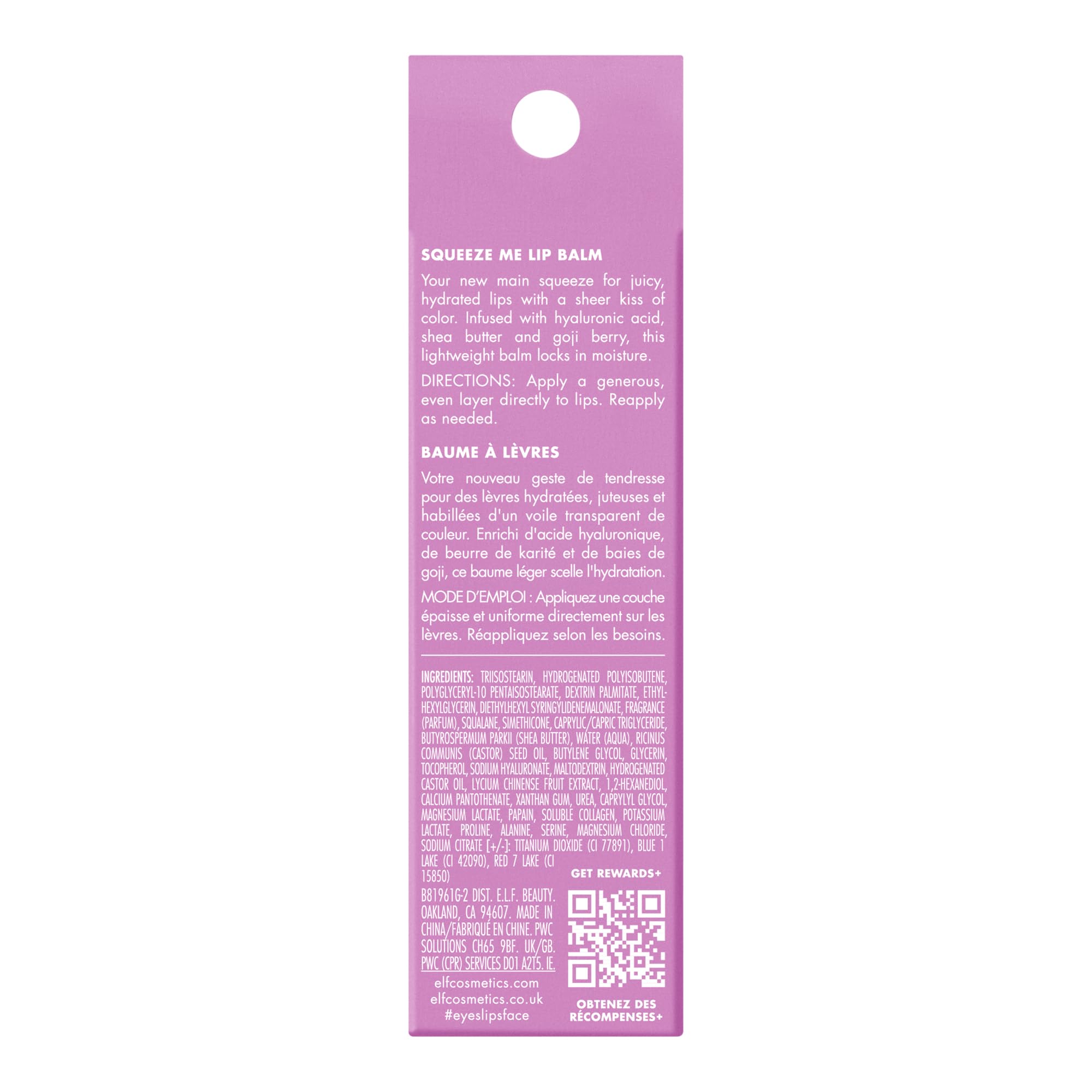 e.l.f. Squeeze Me Lip Balm, Moisturising Lip Balm For A Sheer Tint Of Colour, Infused With Hyaluronic Acid, Vegan & Cruelty-free, Strawberry