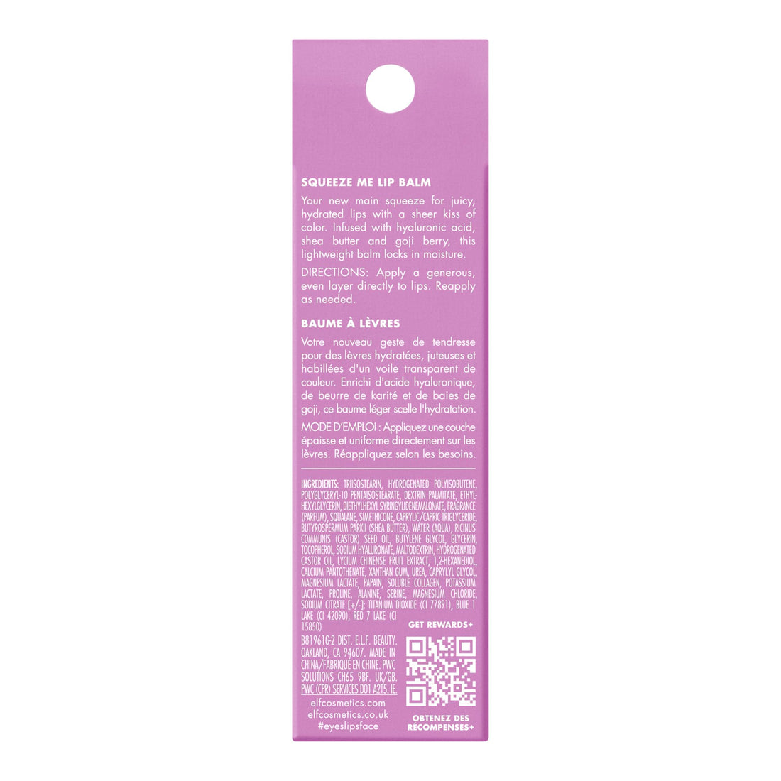 e.l.f. Squeeze Me Lip Balm, Moisturising Lip Balm For A Sheer Tint Of Colour, Infused With Hyaluronic Acid, Vegan & Cruelty-free, Strawberry