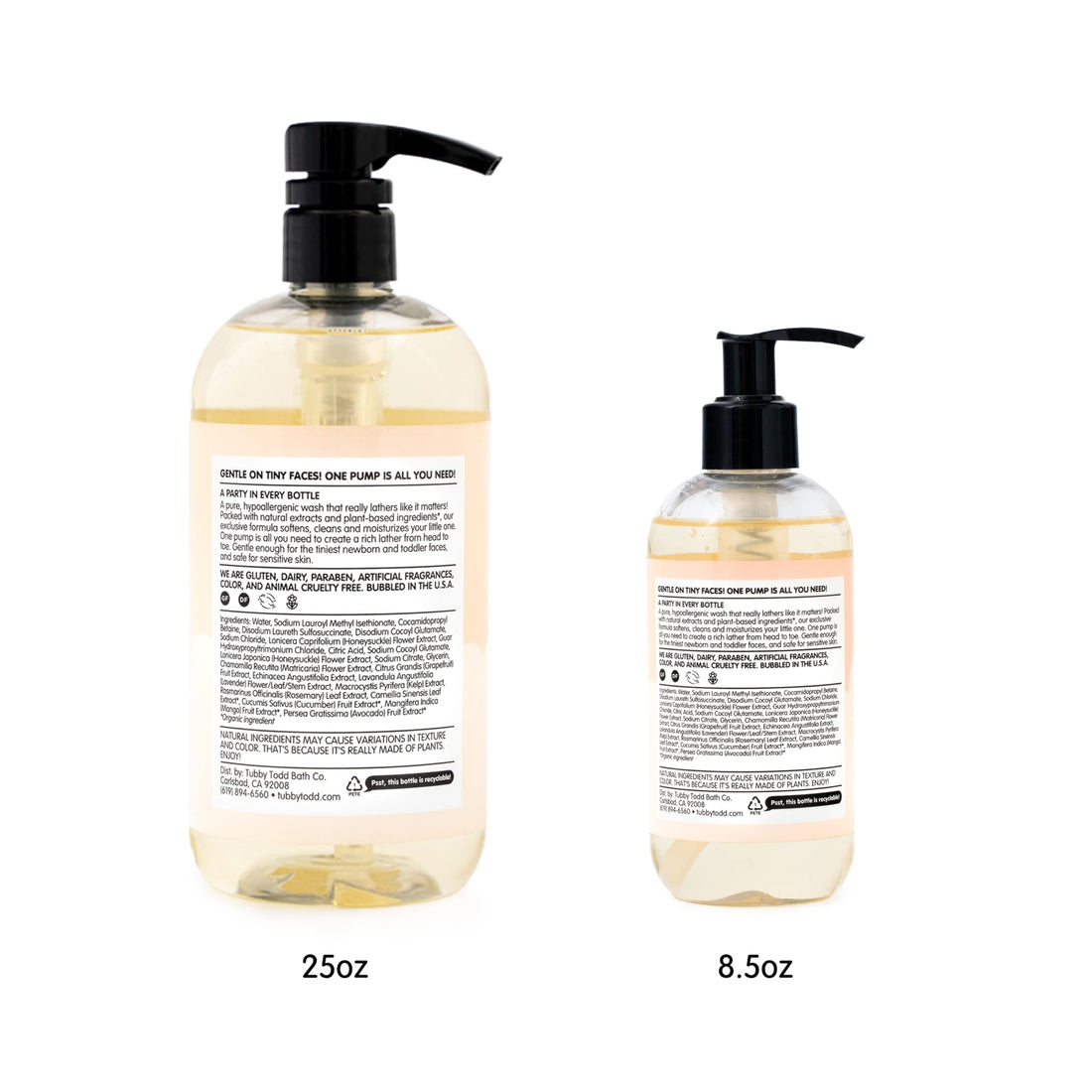 TUBBY TODD Hair + Body Wash - Baby Shampoo and Body Wash - Gentle, Natural Baby Wash for Newborns, Babies, and Toddlers - Non-Toxic and Hypoallergenic - Fragrance-Free, 2 Pack, 8.5oz & 25oz Halalzen