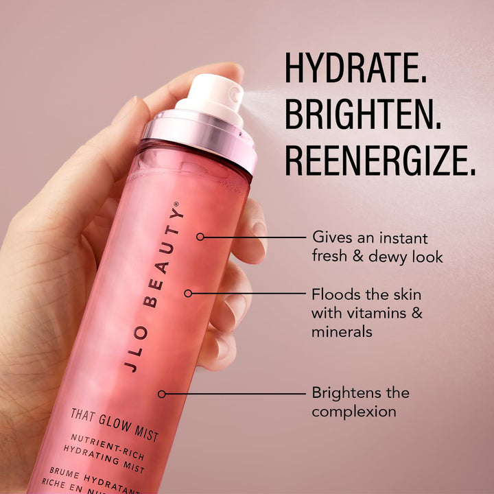 JLO BEAUTY That Glow Mist Hydrating Face Spray – Niacinamide, Hyaluronic Acid & Ceramide Complex – Refreshing Vitamin Mist for Instant Glow & Dewy Skin, 4 oz