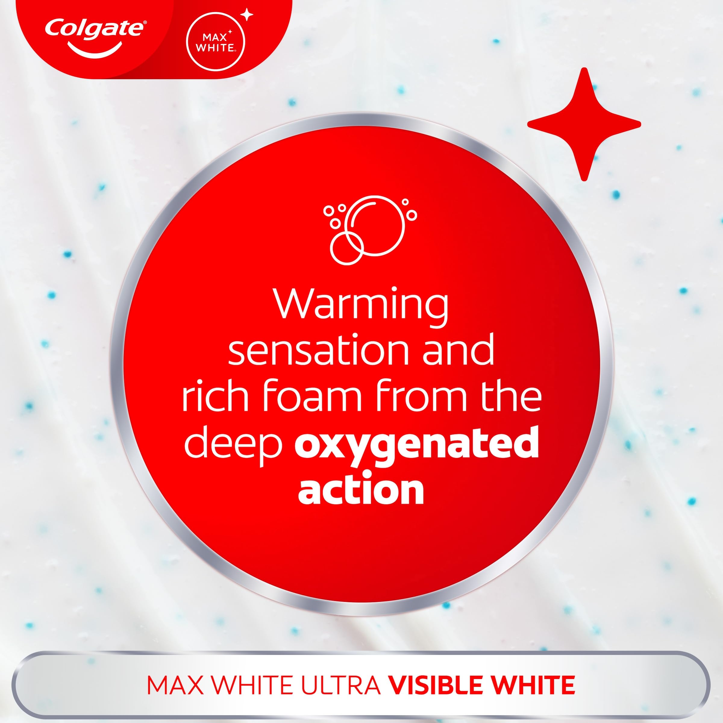 Colgate Max White Ultra+ Enamel Toothpaste 75ml, Whitens Deep Stains for 5X Whiter Teeth, ActiveShine Technology Smoothes Enamel Surface to Reflect Light, Protects and Remineralises Enamel