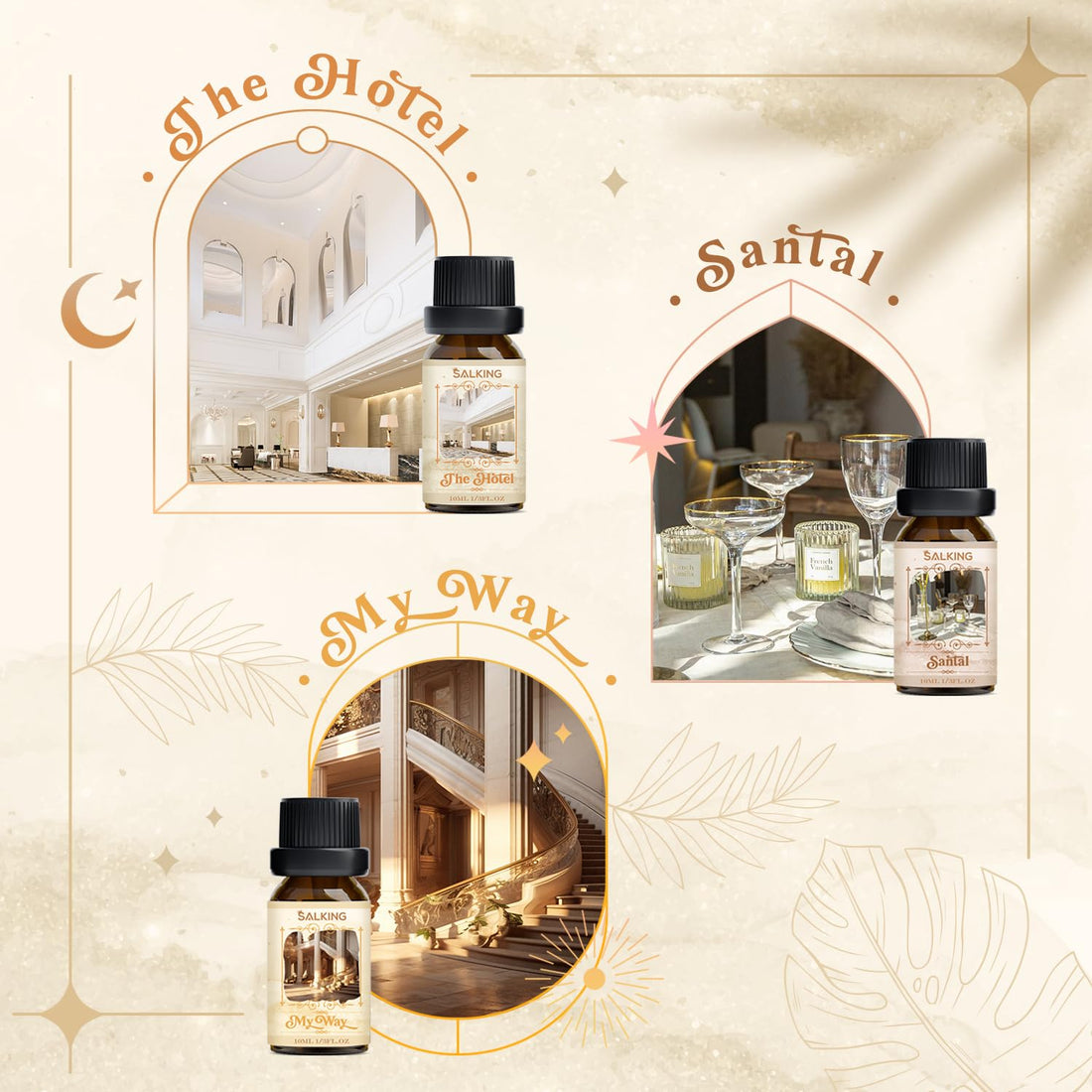 SALKING Essential Oils Set, 100% Pure Fragrance Oil AromatherapyGift, Premium Scented Oils for Diffusers 6 x 10 ML - Lavender, Rose, Jasmine, Cherry Blossom, Gardenia, Chamomile, Pink