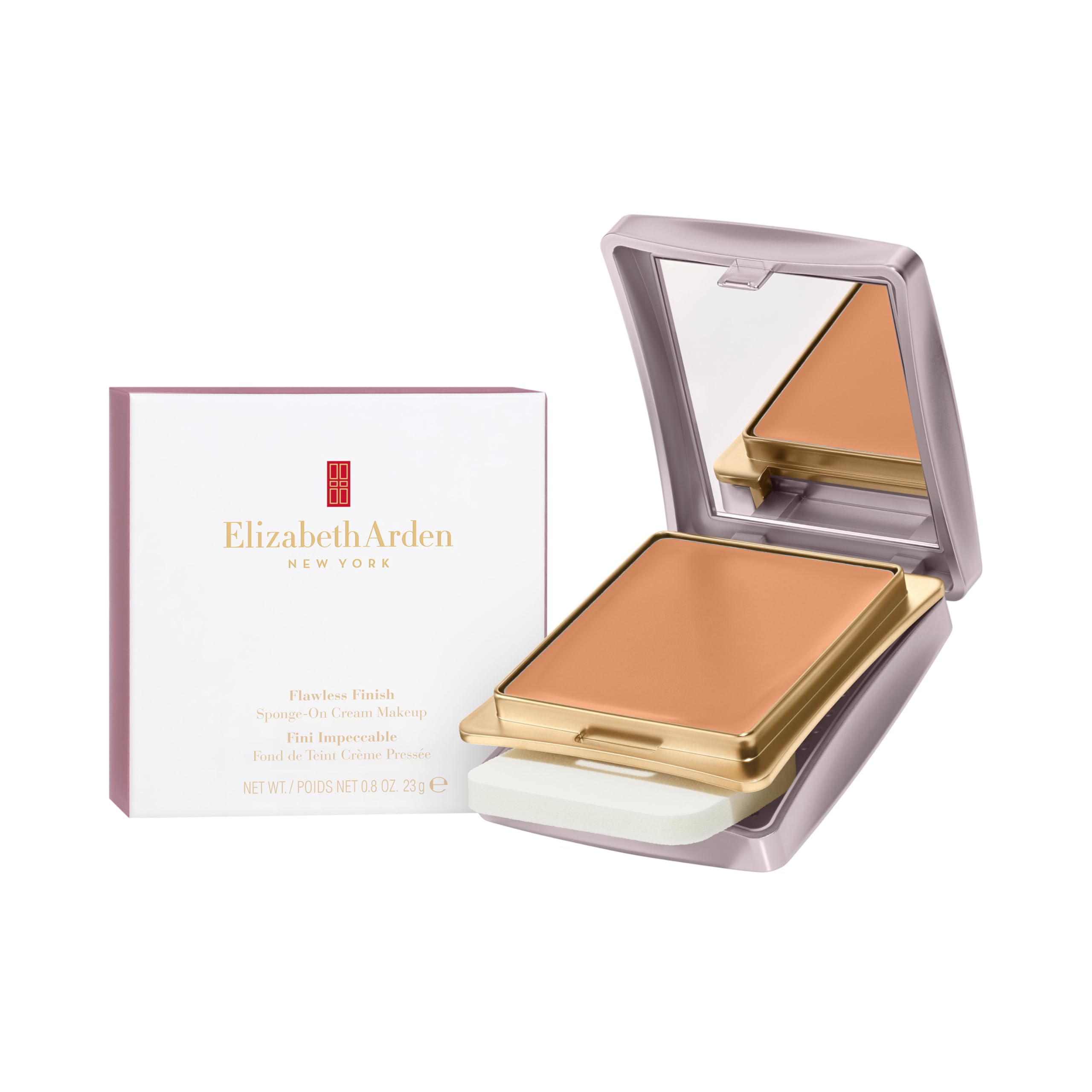 Elizabeth Arden Flawless Finish Sponge-On Cream Foundation Makeup, Medium-to-Full Coverage, Includes Compact & Applicator, 0.8oz Halalzen