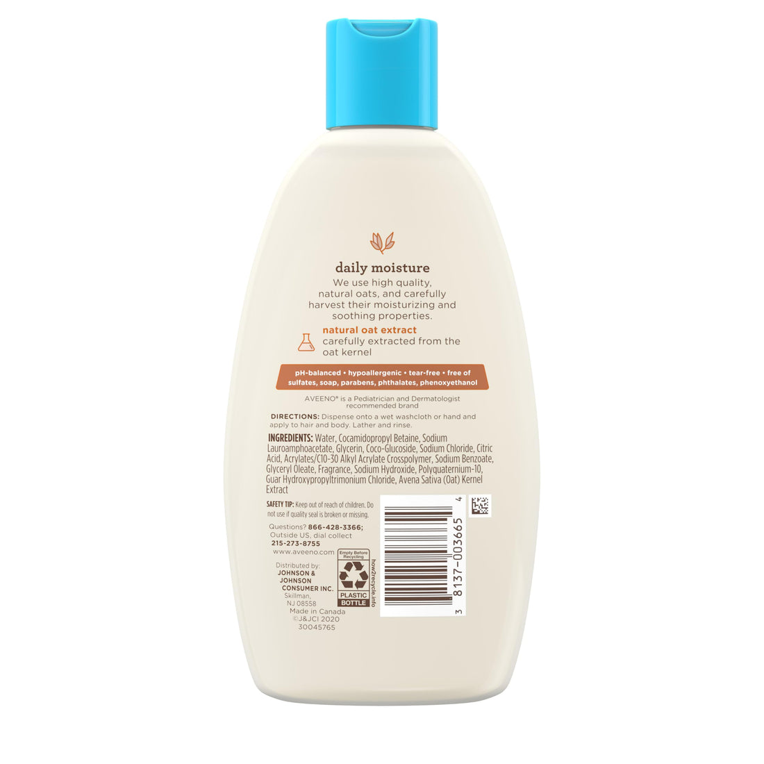 Aveeno Baby Daily Moisture Gentle Body Wash & Shampoo with Oat Extract, 2-in-1 Baby Bath Wash & Hair Shampoo, Tear- & Paraben-Free for Hair & Sensitive Skin, Lightly Scented, 18 fl. oz Halalzen