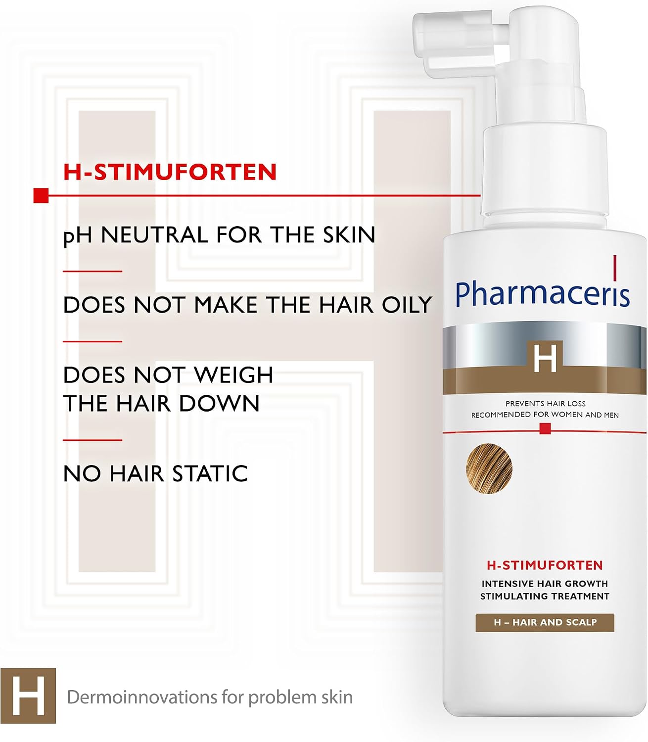 Pharmaceris H Stimuforten, Intensive Hair Growth Stimulating Spray, Hair Loss Treatment, Women and Men, for Sensitive Scalp - 125 ml