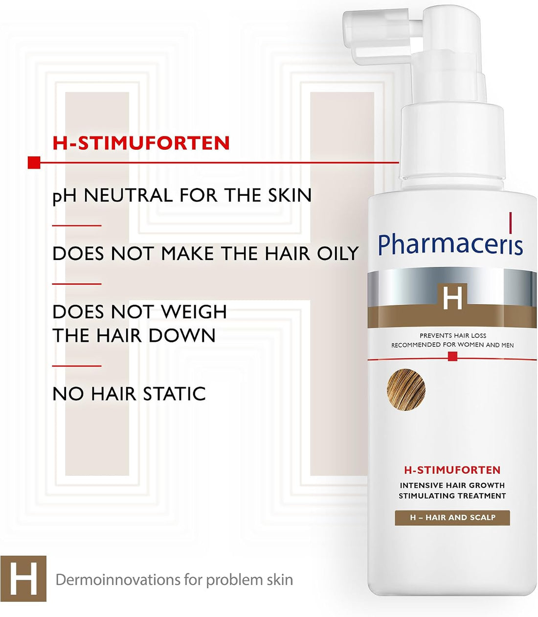 Pharmaceris H Stimuforten, Intensive Hair Growth Stimulating Spray, Hair Loss Treatment, Women and Men, for Sensitive Scalp - 125 ml