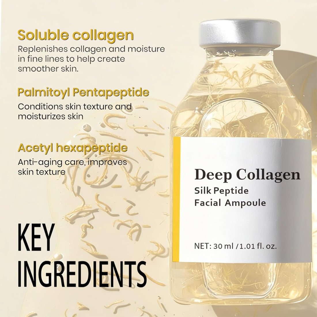 2PCS Silk Peptide Intensive Lifting Ampoule & PDRN Collagen Stem Cell Ampoule, Deep Collagen Silk Peptide Intensive Lifting Ampoule, Instant Fine Lines Smoothing, Hydrating, Skin Tightening & Firming
