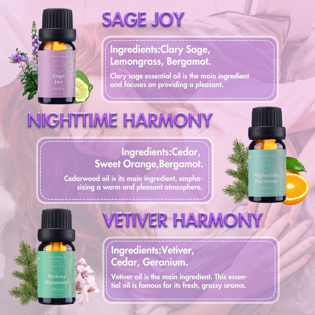 Premium Hotel Fragrance Oil Collection for Diffusers, Essential Oils for Diffusers for Home, Hotel Diffuser Fragrance Oils,Spa & Candle Making, White Tea, Citrus Luxe, Velvet Night and More - 6x10ml