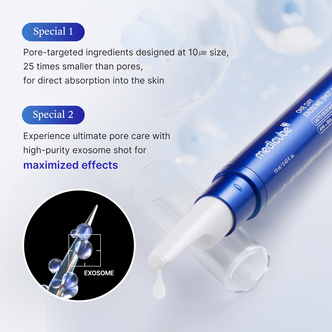 medicube Exosome Shot Zero 2,000 PPM Spicule Facial Serum | Liquid Skin Booster Serum | Exosome, AHA+BHA+PHA | Pore Care, Dead Skin Cells, Skin Texture | Korean Skincare, 1.01 fl.oz Halalzen