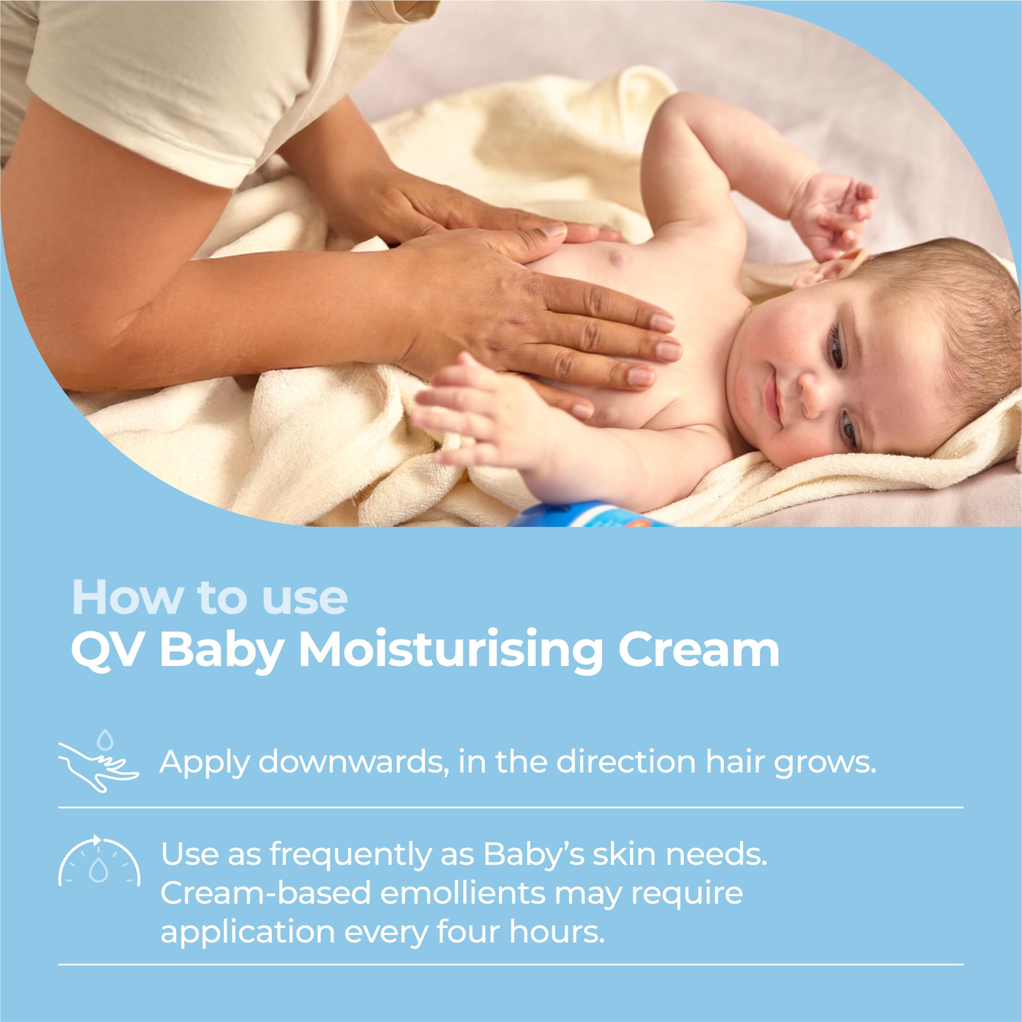QV Baby Moisturising Cream, 250g - Rich Moisturising Cream With Glycerin and Vitamin B3 For Babies and Newborn, Non-Greasy For Sensitive Skin, with 24-Hour Protection, Baby Moisturiser, pH-balanced Halalzen