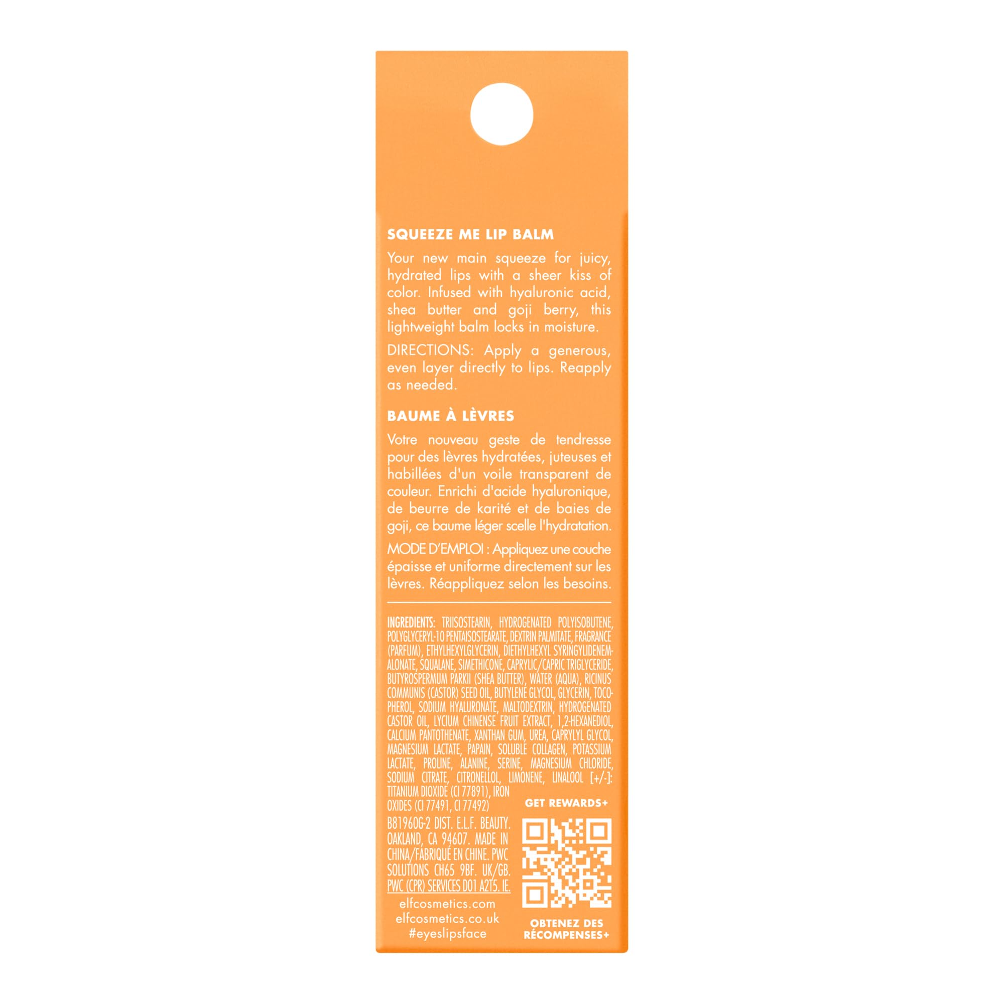 e.l.f. Squeeze Me Lip Balm, Moisturising Lip Balm For A Sheer Tint Of Colour, Infused With Hyaluronic Acid, Vegan & Cruelty-free, Strawberry
