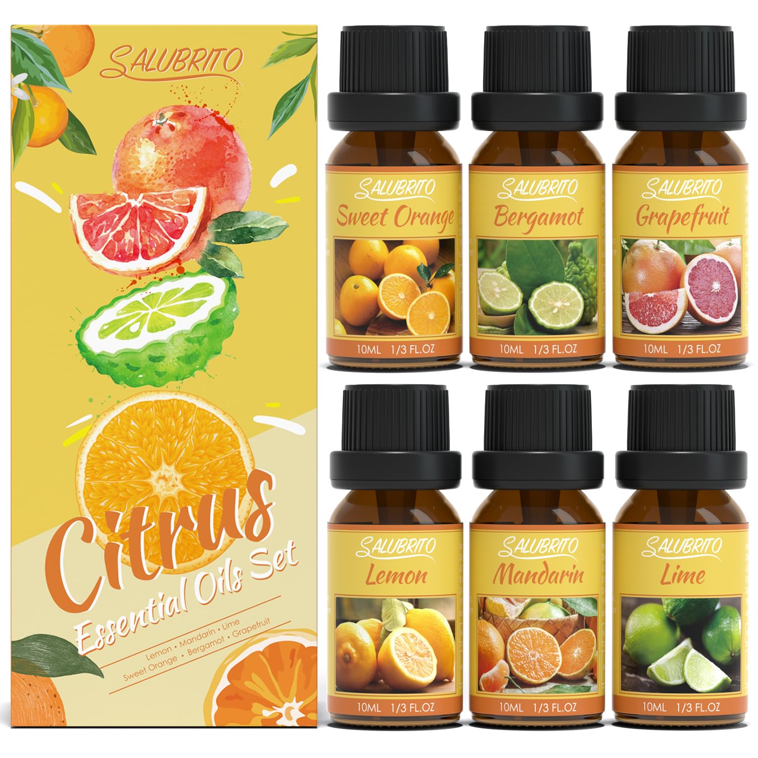 SALUBRITO Clean Essential Oils Set, Fresh Cotton, Clean Home, Fresh Linen, Soft Powder, Blossom Soap, Mint Scented Oils for for Diffuser, Candle, Soap Making