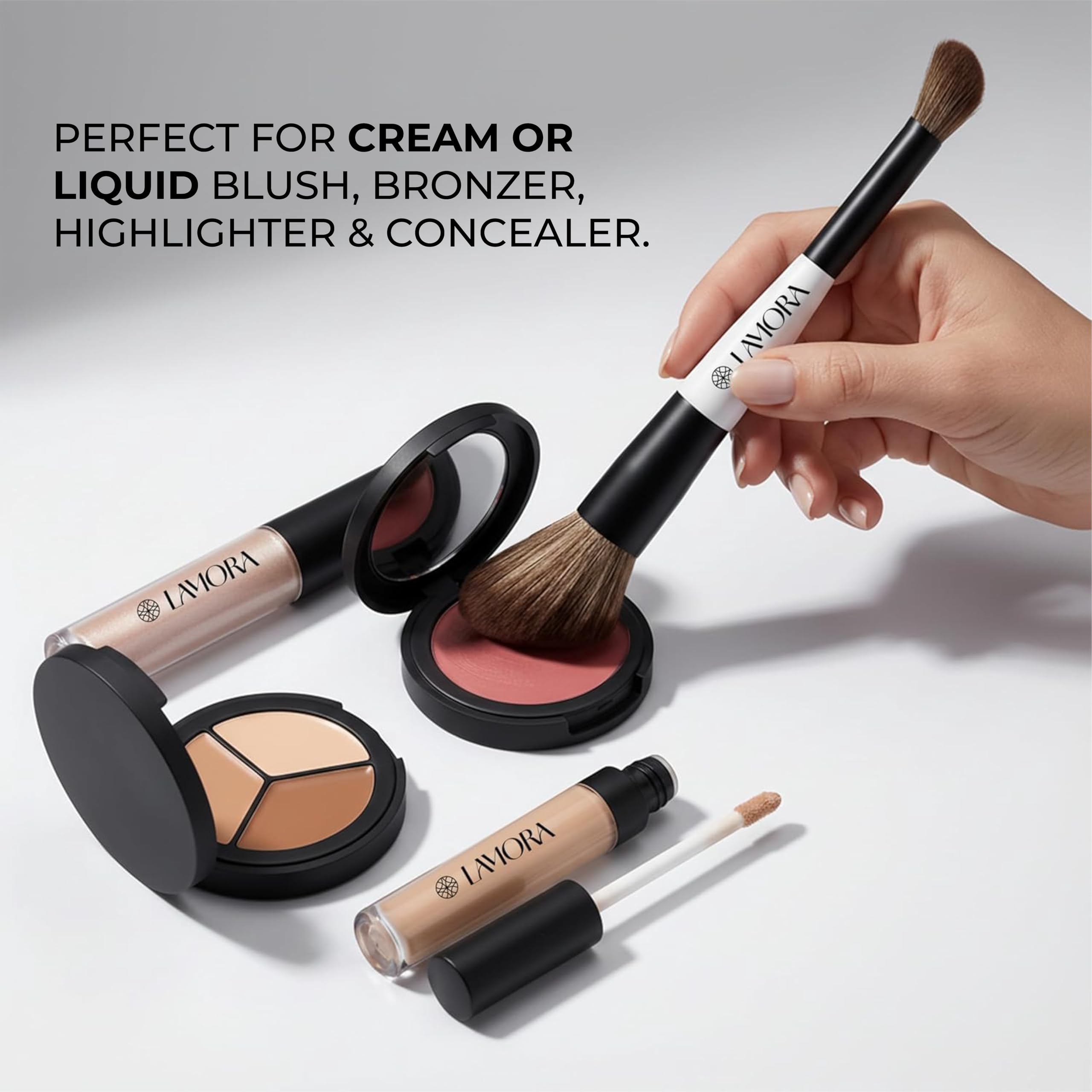 LAMORA Concealer Makeup Brush Under Eye - Angled Flat Top Kabuki Nose Contour Brush - Ideal for Concealing Blending Setting Buffing with Powder Liquid Cream Cosmetic - Small Makeup Foundation Brush Halalzen