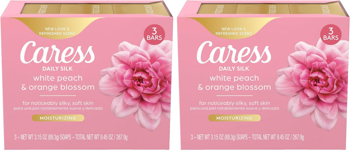 Caress Beauty Bar Soap For Noticeably Silky Soft Skin Daily Silk Extract and Floral Oil Essence 3.15 oz 3 Bars