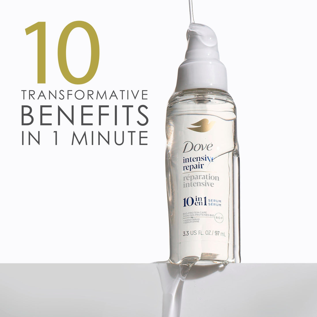 Dove Intensive Repair Amino Serum for Damaged Hair with Bio-Protein Care Technology 3.3 oz Halalzen