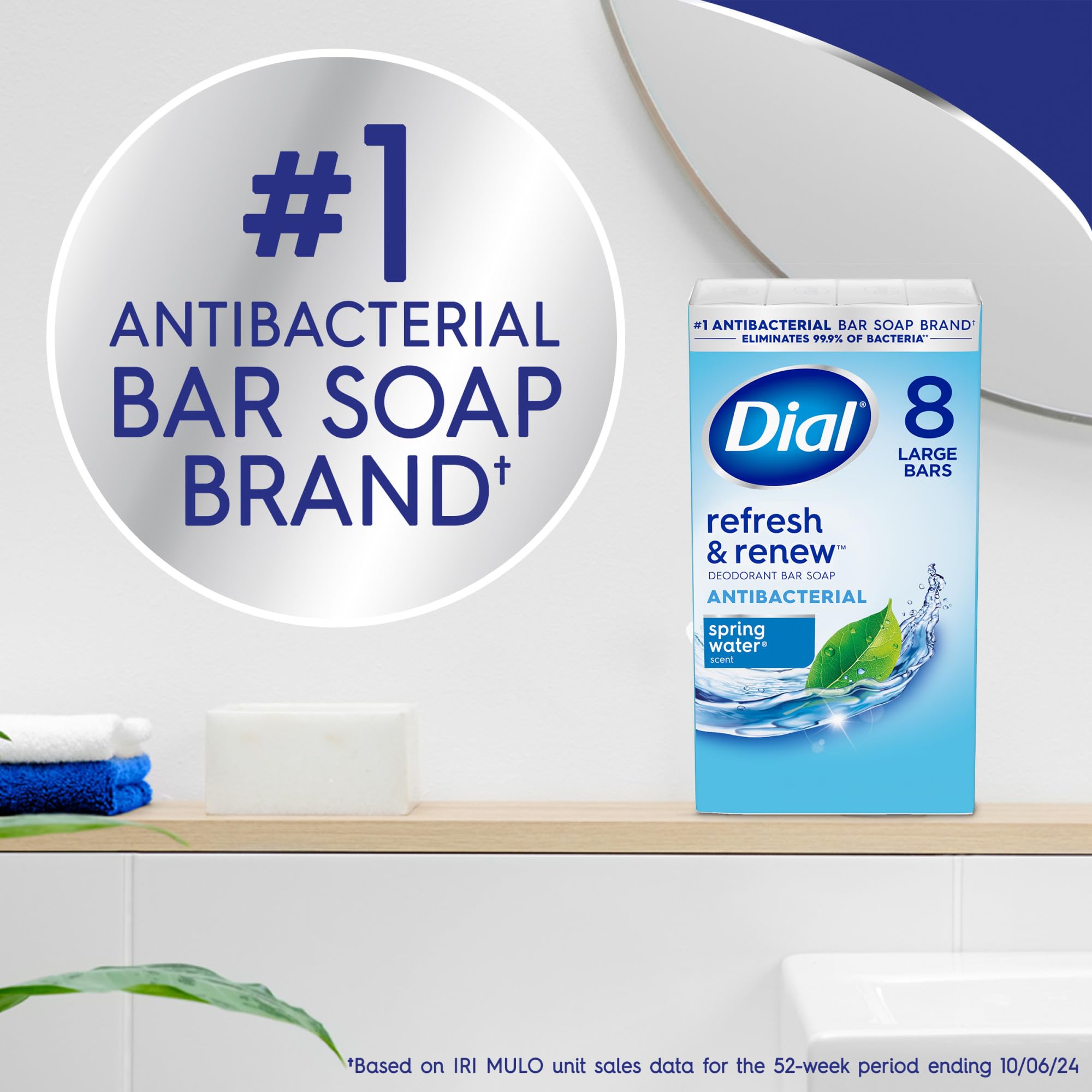 Dial Antibacterial Deodorant Bar Soap, Advanced Clean Gold, 4 Oz, 32 Bars, Round the Clock Odor Protection, Dermatologist Tested, With Clean Rinse Technology