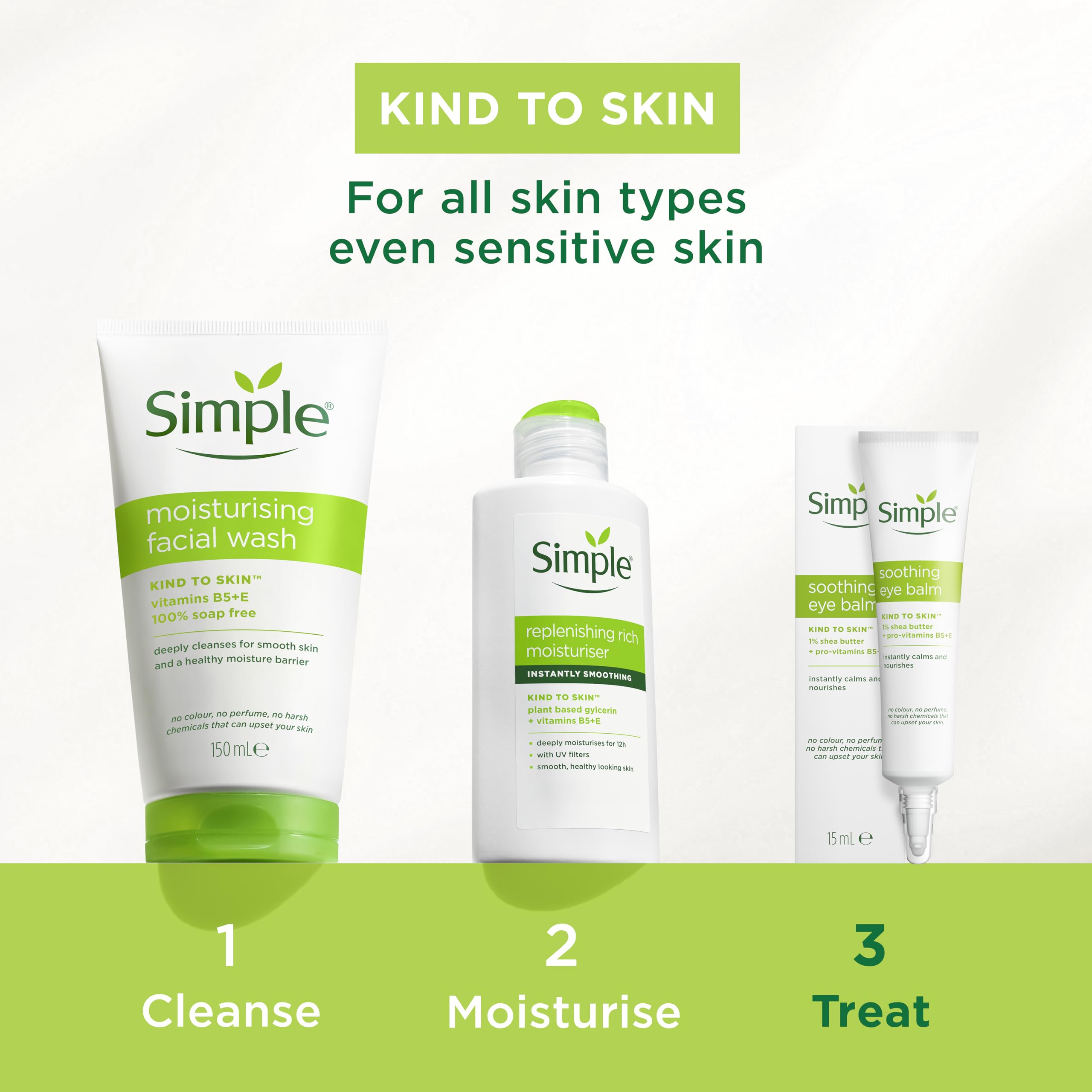 Simple Kind to Skin Moisturising Facial Wash for Gentle Daily Cleansing Leaving Skin Feeling Hydrated 150 ml